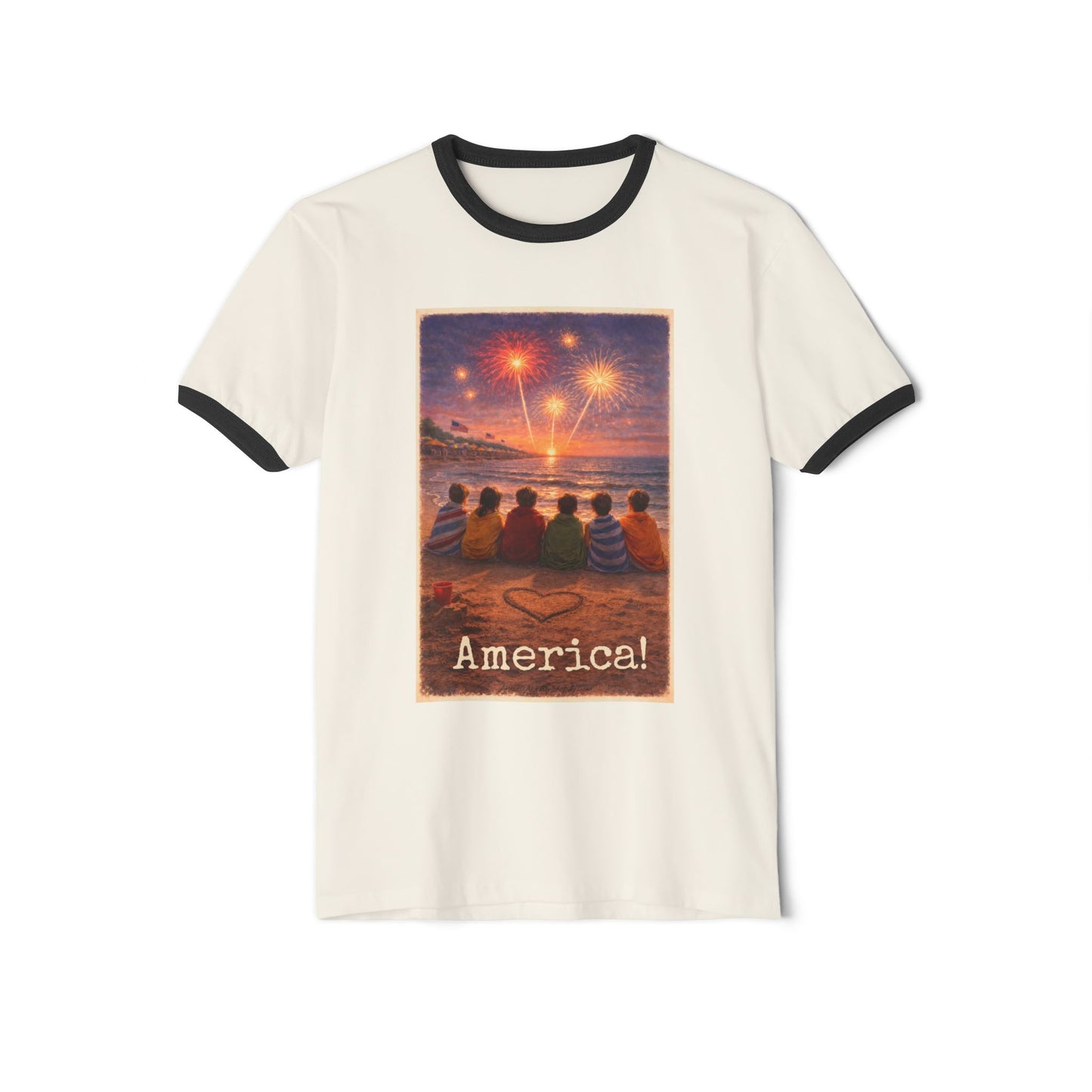 250th America! Fireworks Beach Ringer T-Shirt