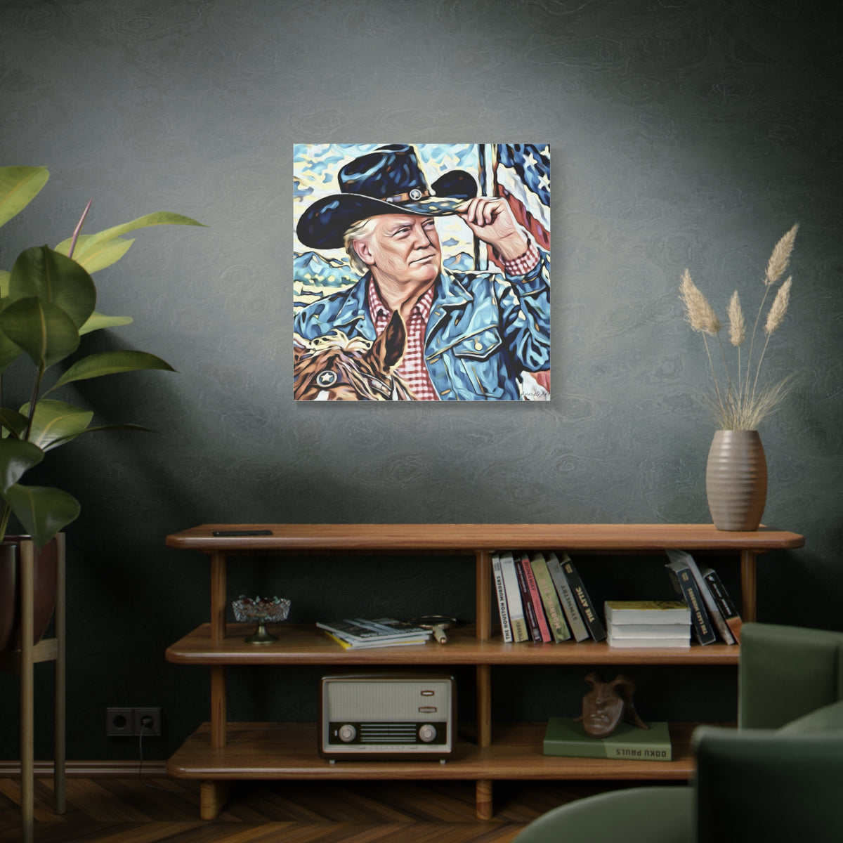 Trump Patriotic Cowboy Portrait Canvas