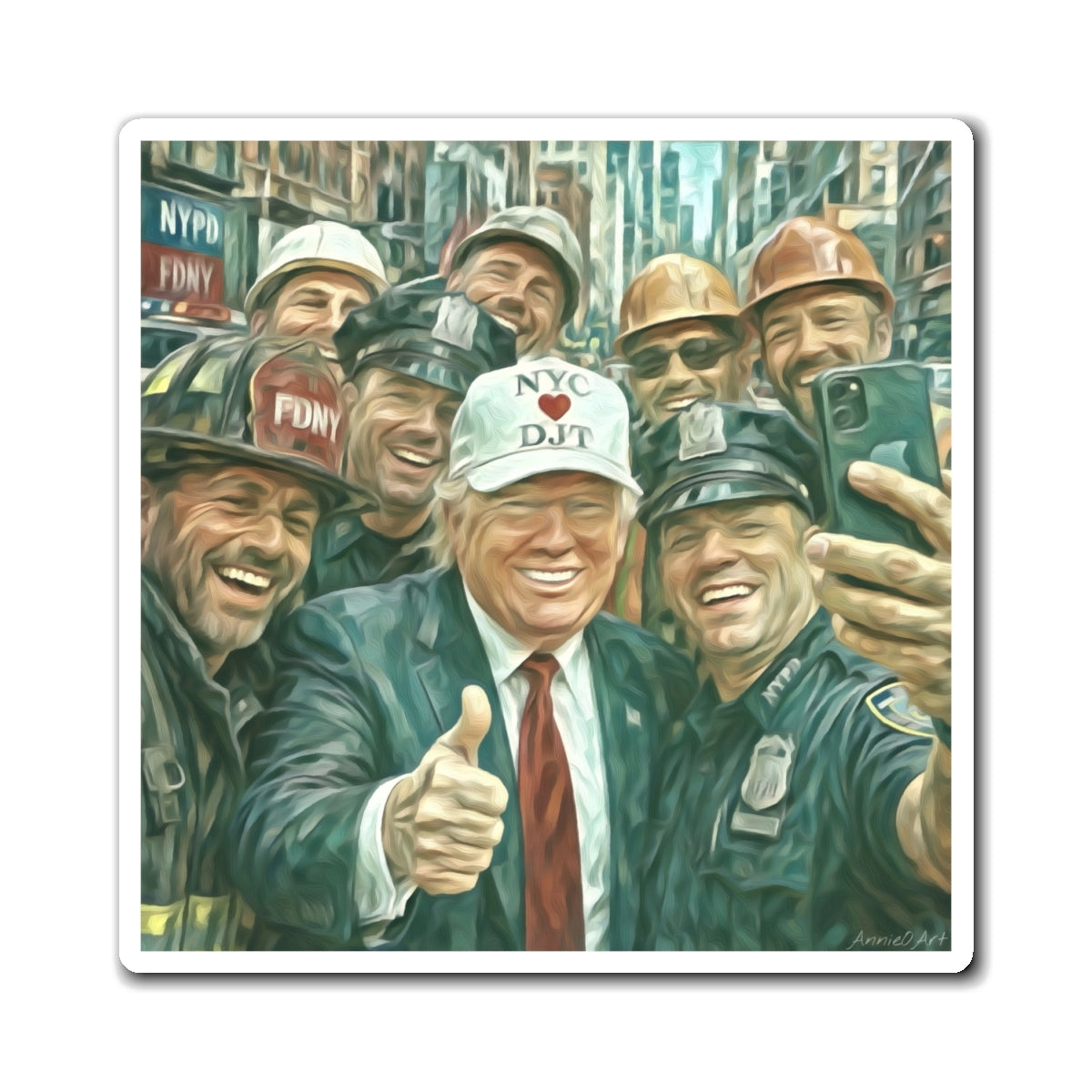 Blue-Collar Trump “NYC❤️DJT” First Responders & Construction Crew Selfie Magnet