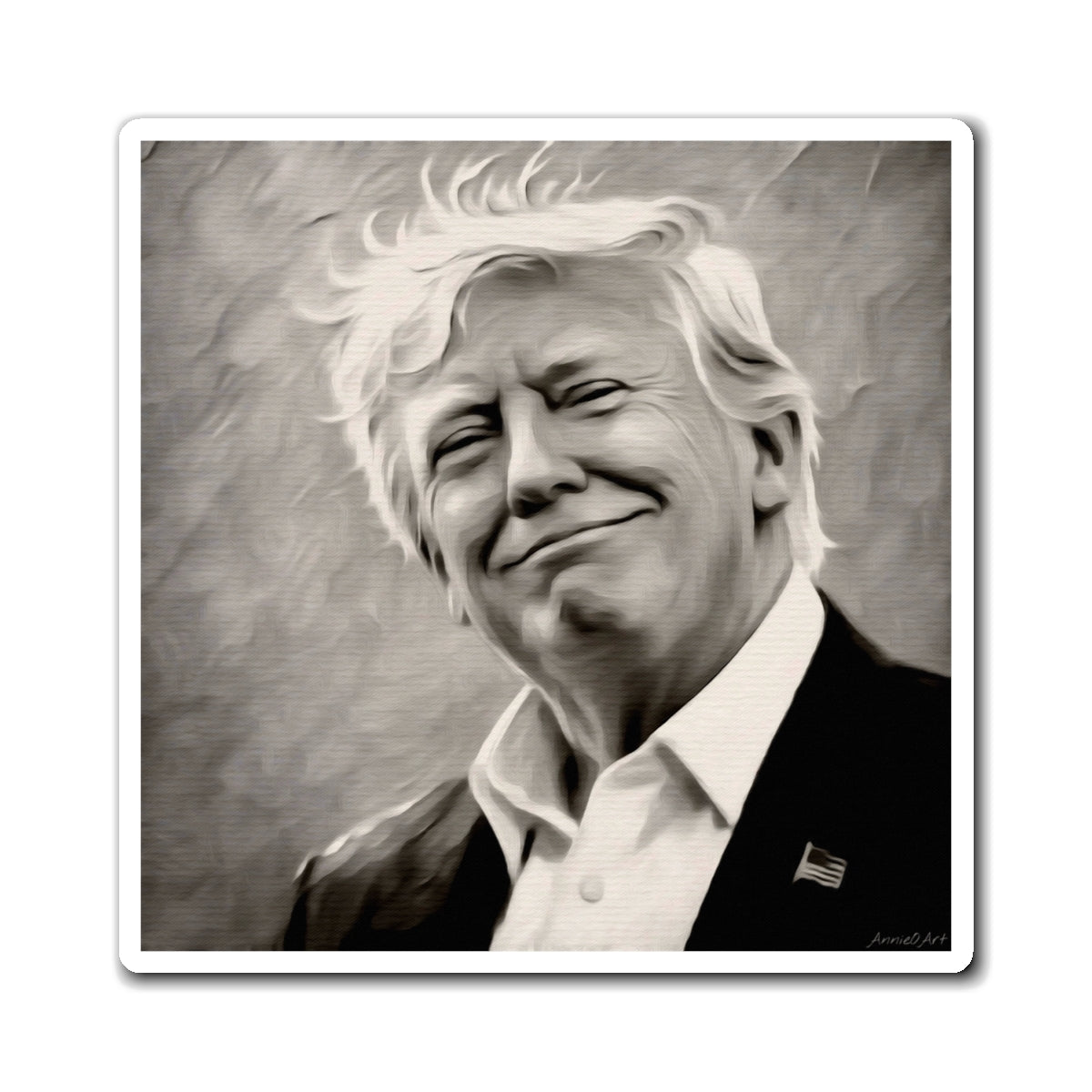 Trump Portrait Magnet — Black & White Refrigerator Magnet