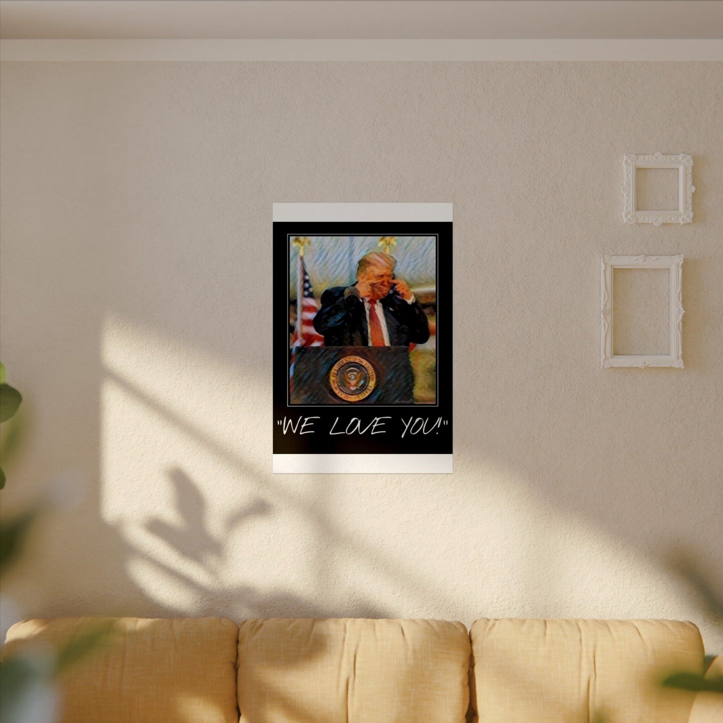 Patriotic Watercolor Matte Poster — Presidential Podium Artwork