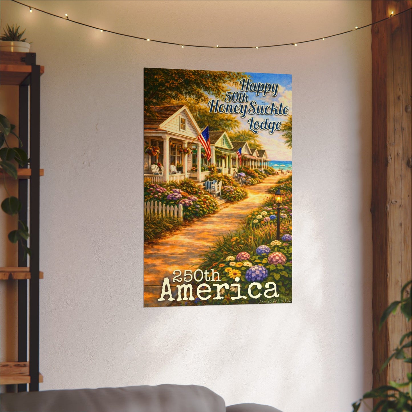 “Honeysuckle Lodge” 50th —Beach Bungalow Matte Art Print