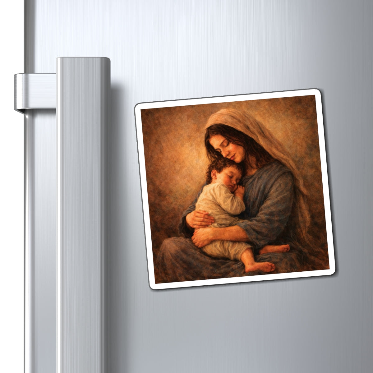Madonna and Child —Kid Level Refrigerator Magnet — Sacred Mary and Baby Jesus Art