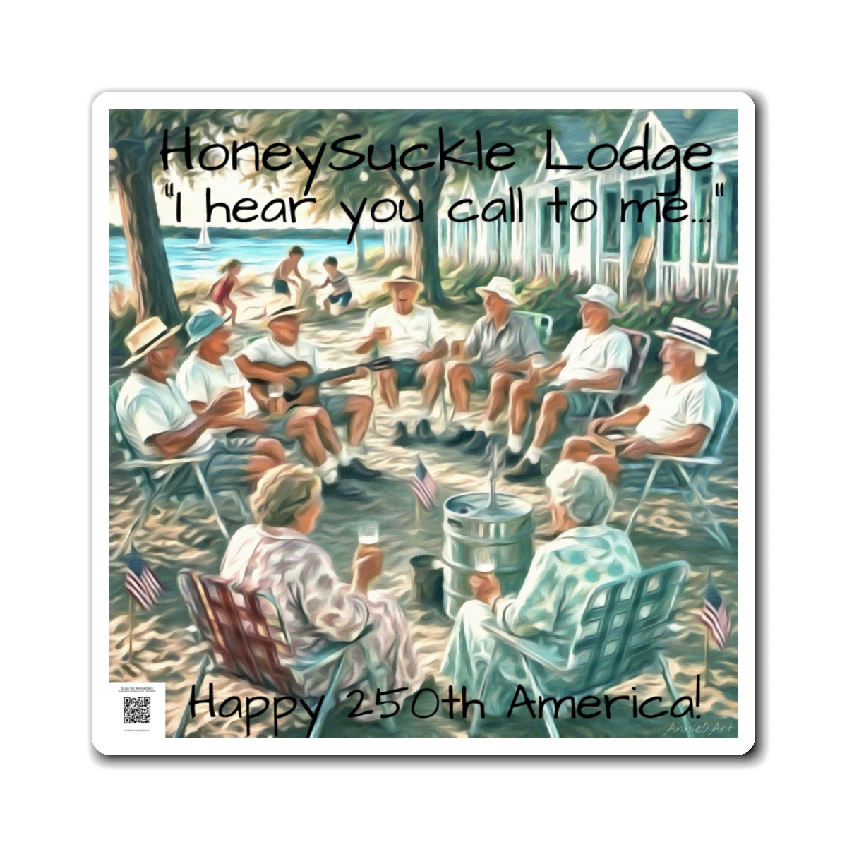 Honeysuckle Lodge 'I Hear You Call to Me' Americana Refrigerator Magnet — Happy 250th America