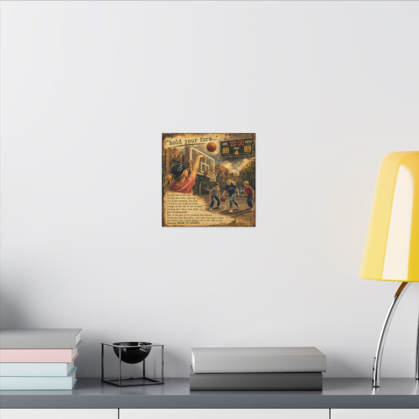 ‘Hold Your Form’—Basketball Canvas Wall Art — 'Practice That Matters' Vintage Court Scene