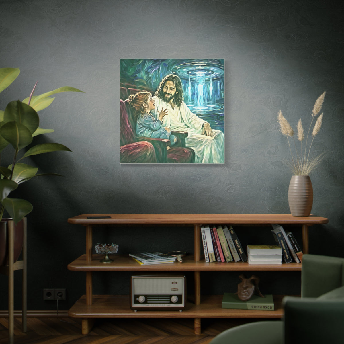 Jesus with Child Matte Canvas Wall Art — Stretched 1.25" Inspirational Christian Decor