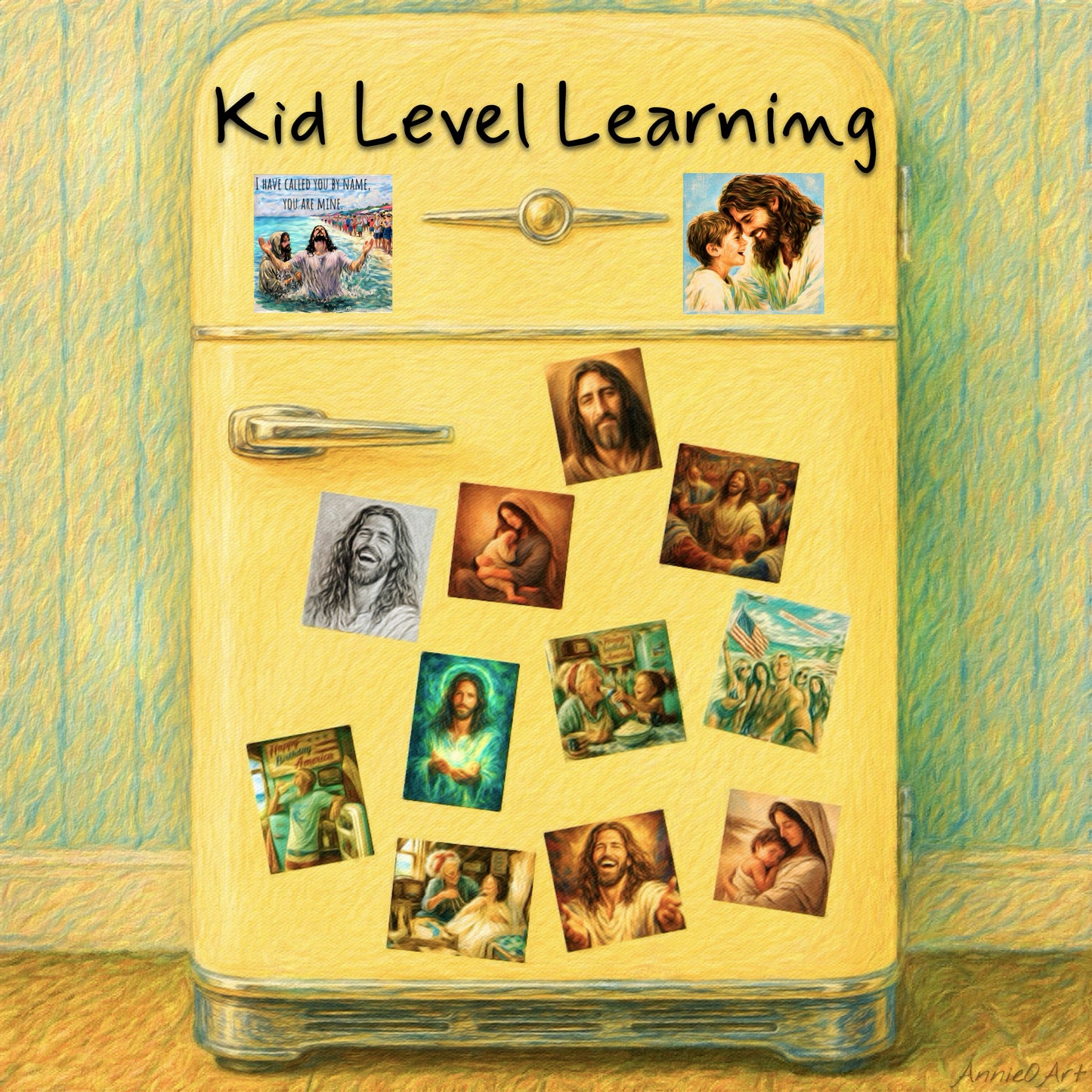 Jesus & Children Magnet — "Become as Little Children" ‘Kid Level Learning’ Fridge Magnet