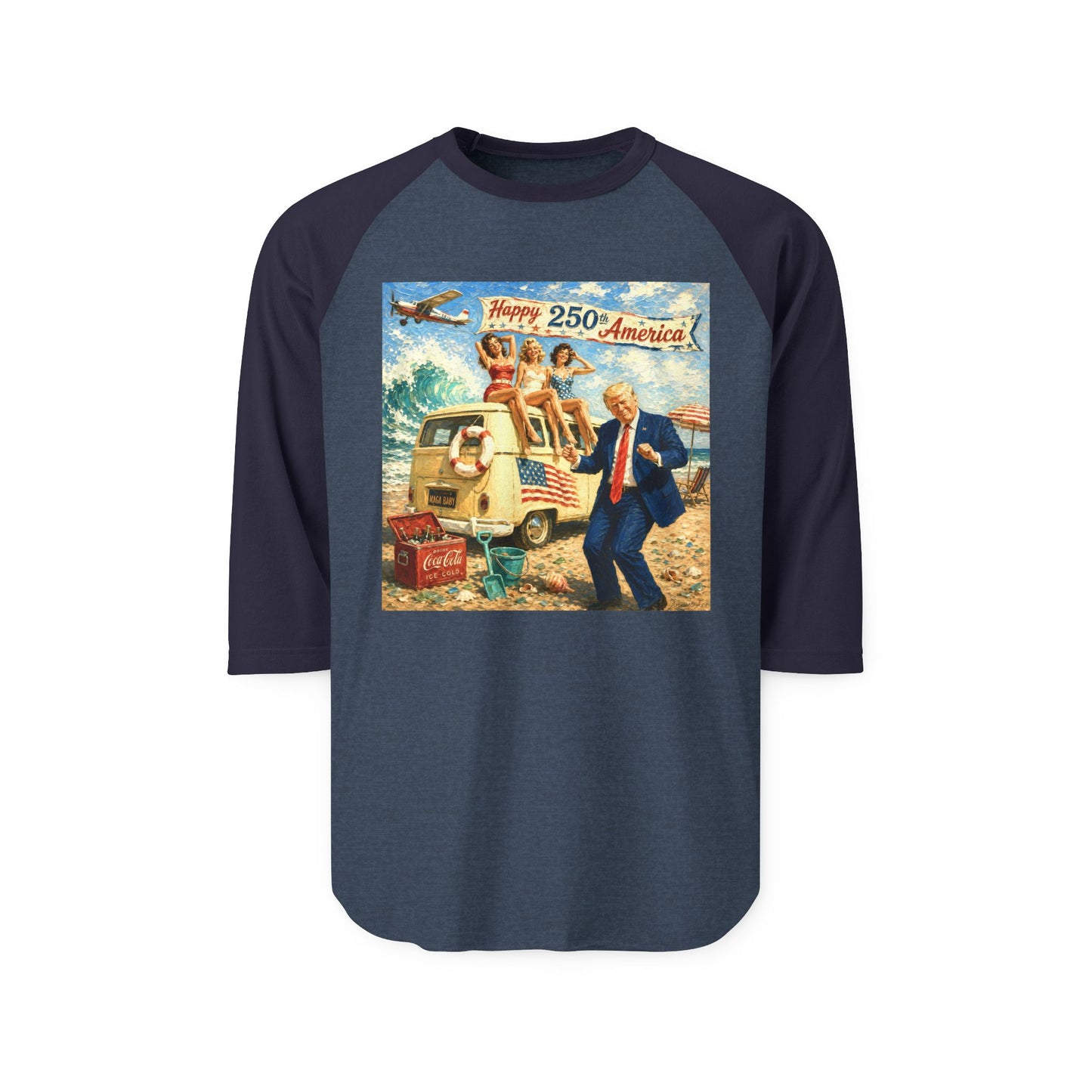 Raglan Shirt —Trump 'MAGA Baby' ‘Happy 250th’ Vintage Political Graphic Tee