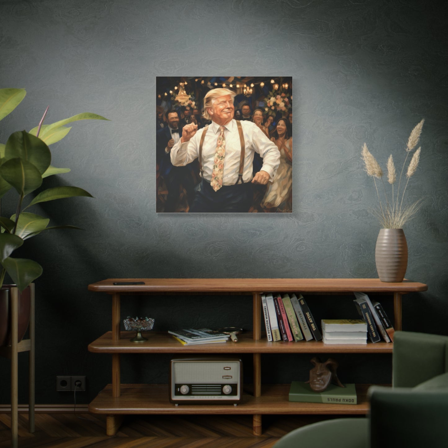 Vintage Festive Trump Dancing Canvas Wall Art