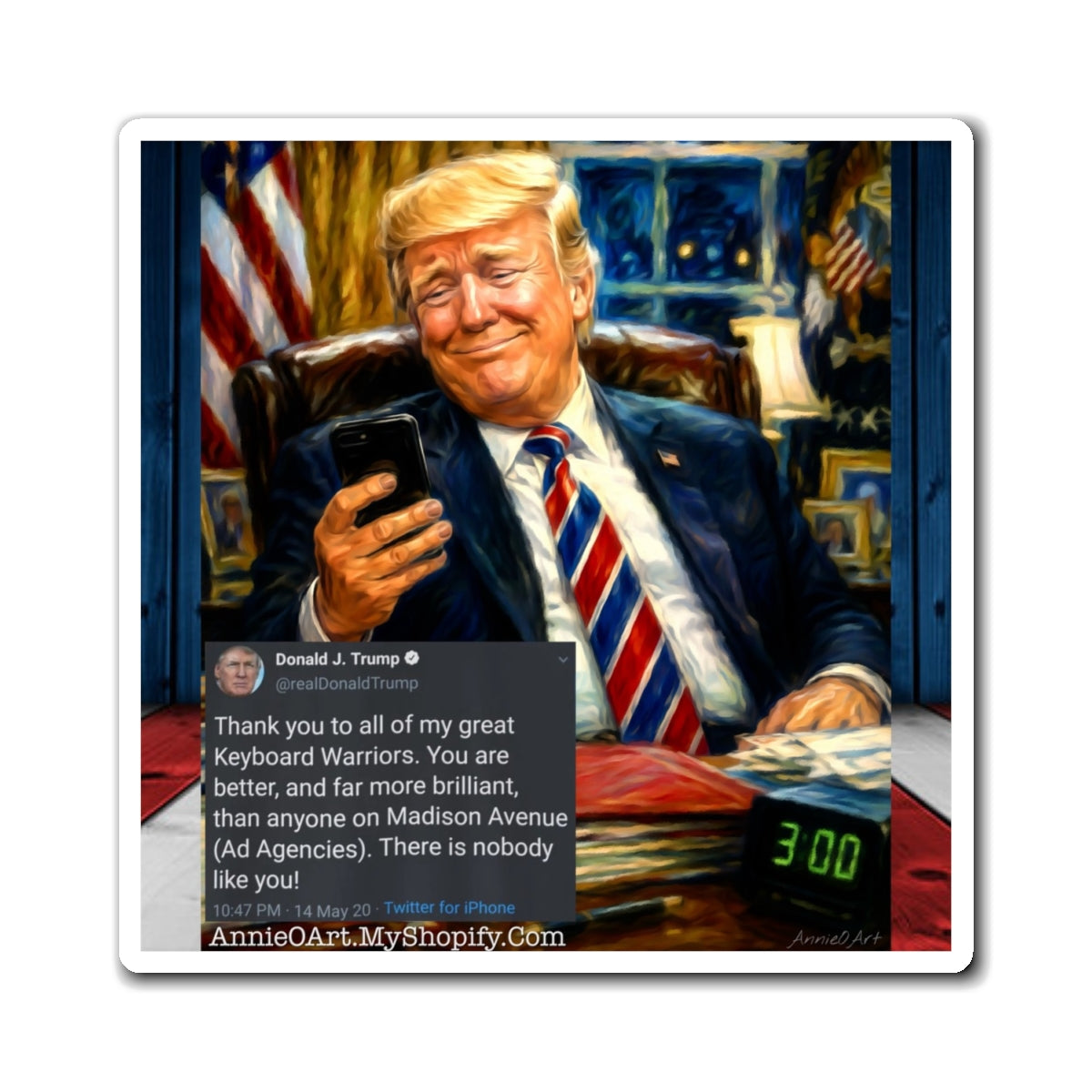 Trump Magnet with ‘Keyboard Warriors’ Tweet Quote