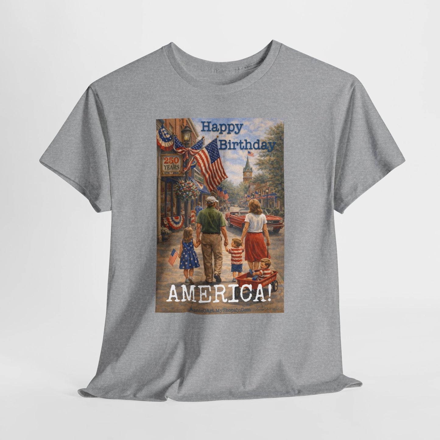 250th Patriotic "Happy Birthday America!" T-Shirt — Vintage Fourth of July Tee