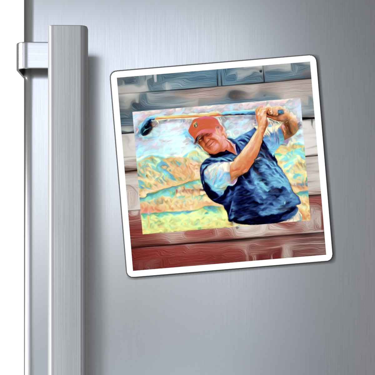 Golf Player Refrigerator Magnet — Vintage Swing Art Magnet