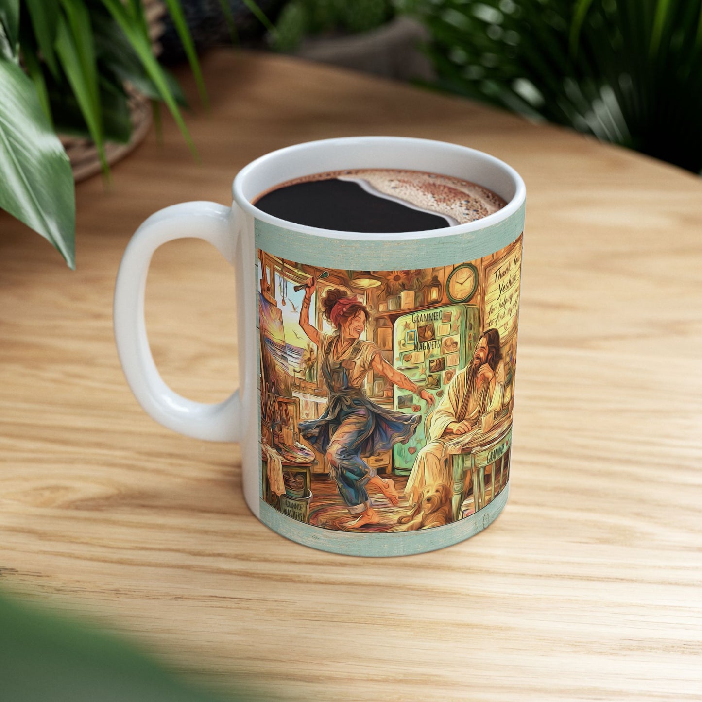 Ceramic Mug — Inspirational Artist Jesus Studio Scene (Thank You Yeshua)