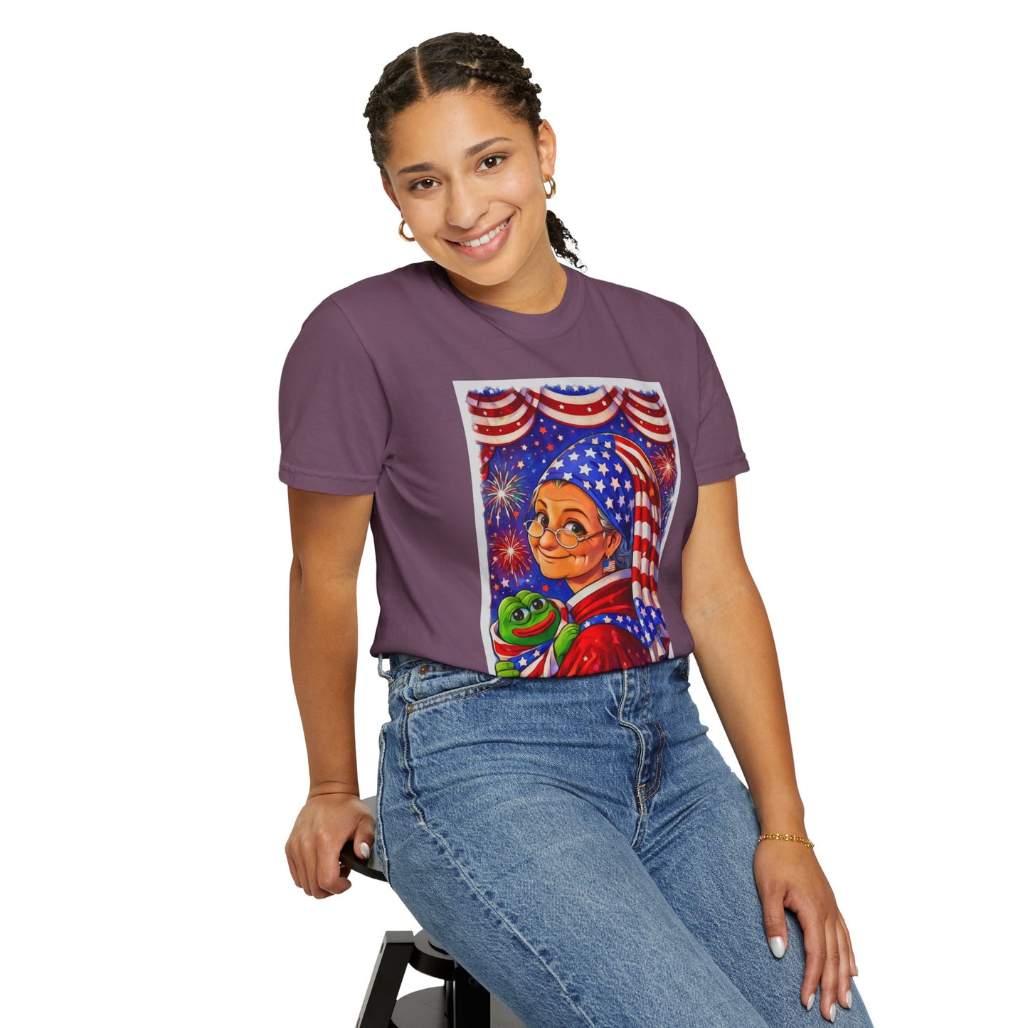 Grandmas Patriotic Original Gansta “OG Grannie” T-Shirt — American Flag Grandma w baby Pepe Graphic Tee
