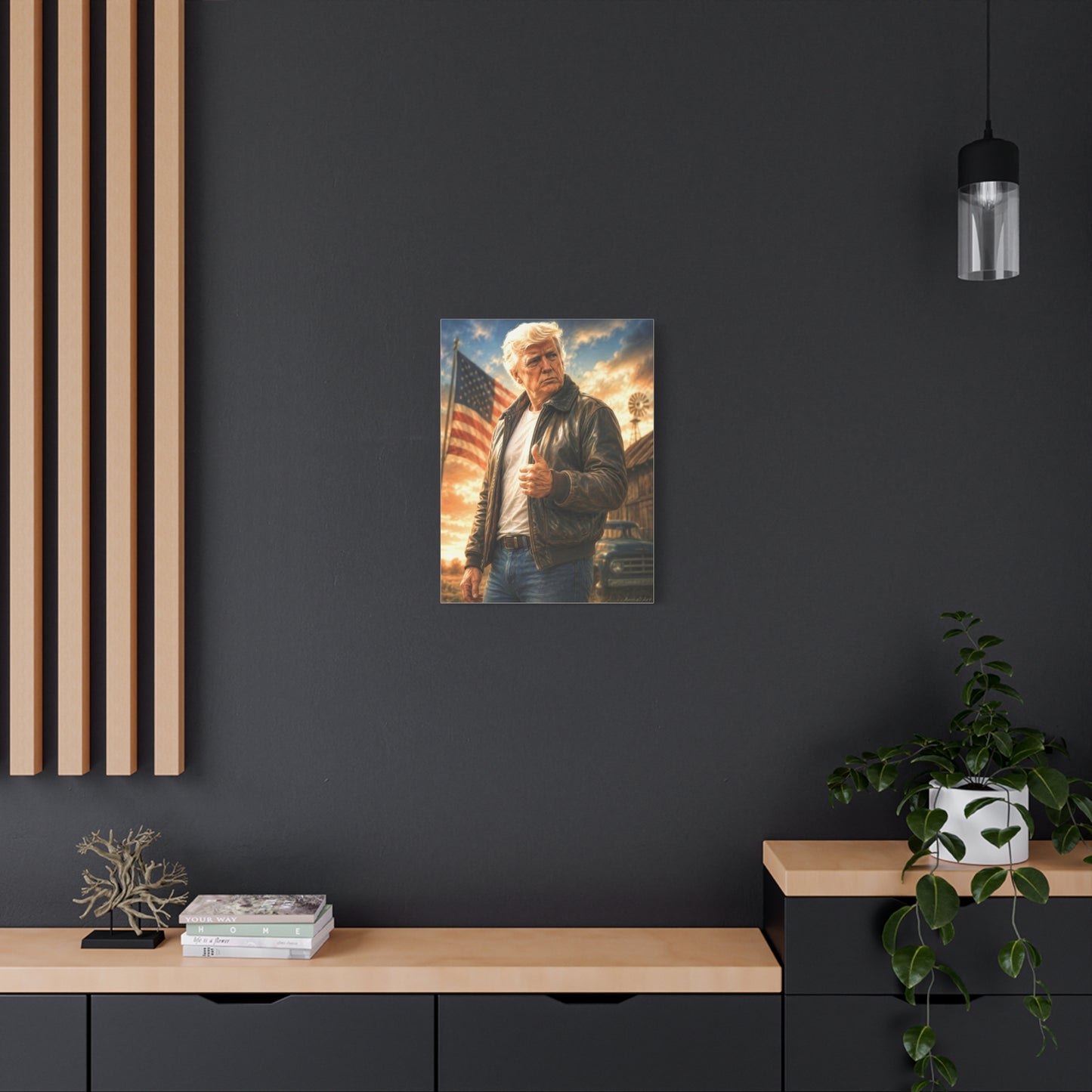 Trump Patriotic Vintage Leather Jacket Canvas