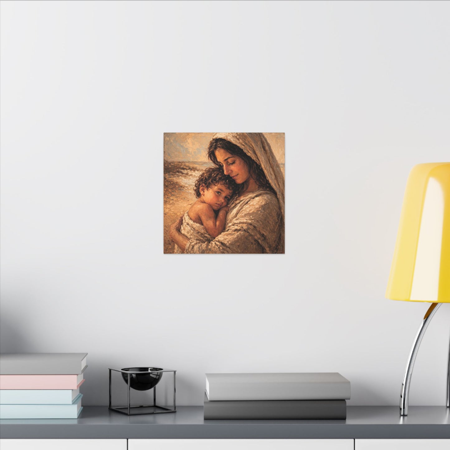 Mary and Jesus Matte Canvas Wall Art — Tender Embrace Spiritual Nursery Decor