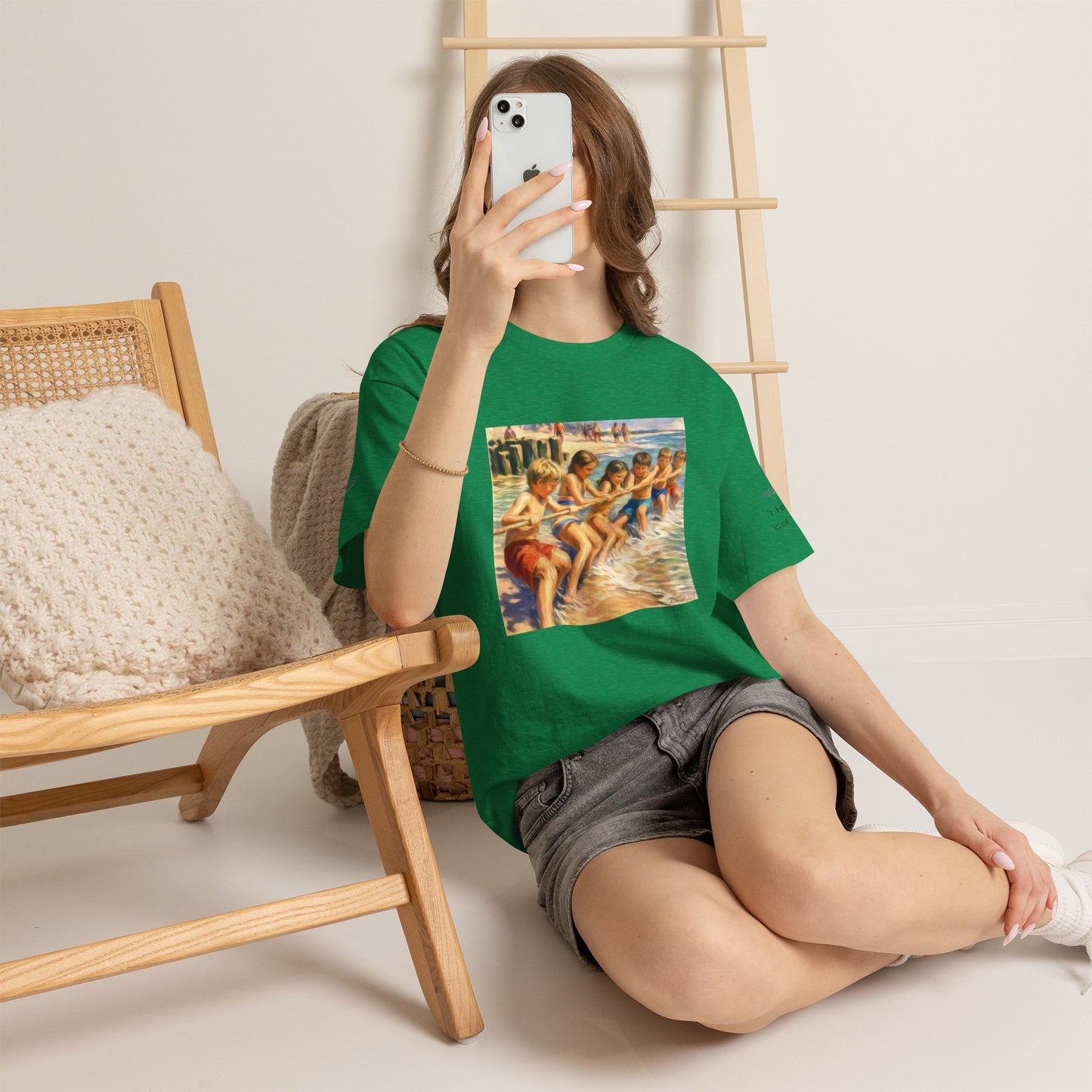 HoneySuckle Lodge Vintage Beach T-Shirt — "50+ years of fun in the sun" Retro Kids on Shore Design
