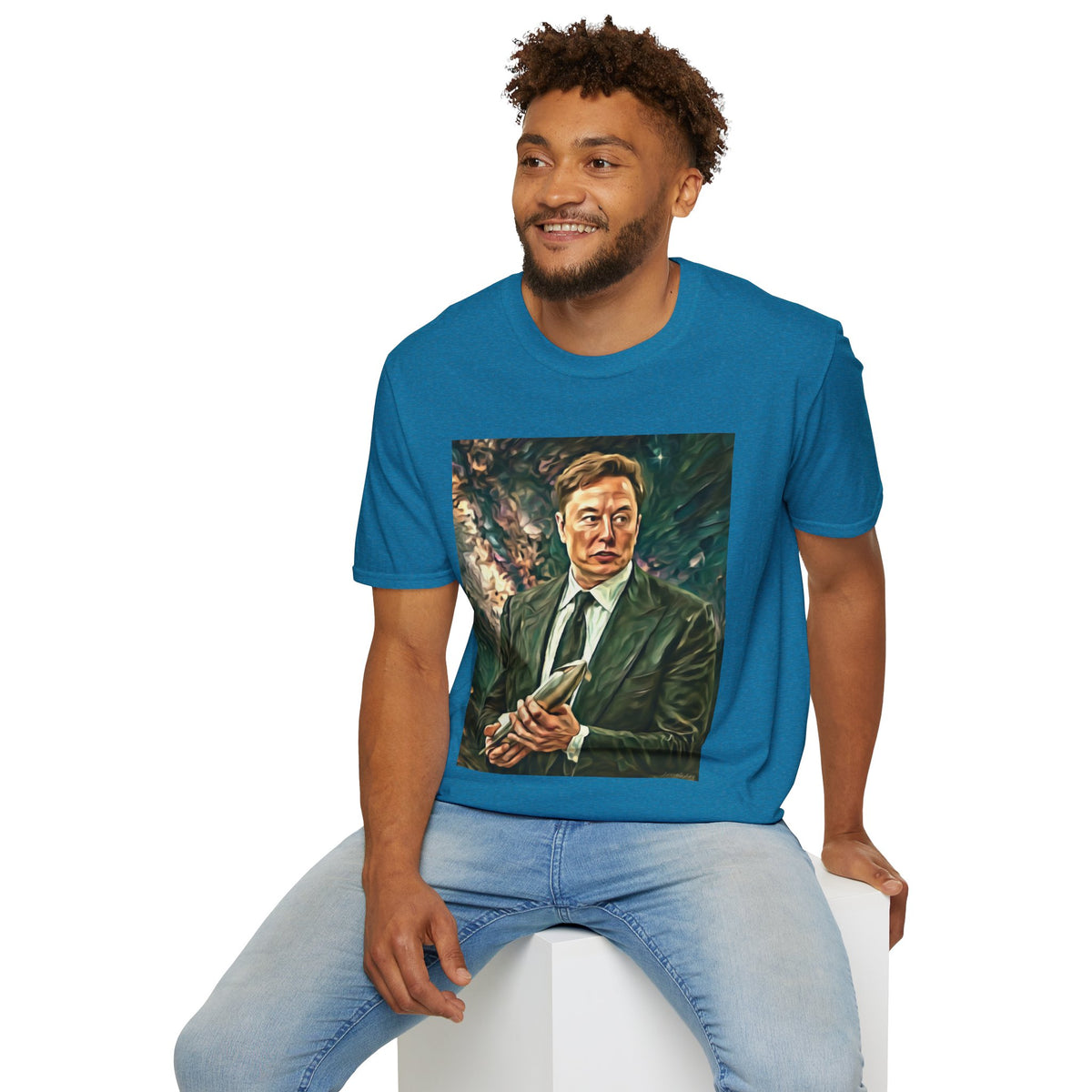 Elon Musk with Rocket— Graphic T-Shirt
