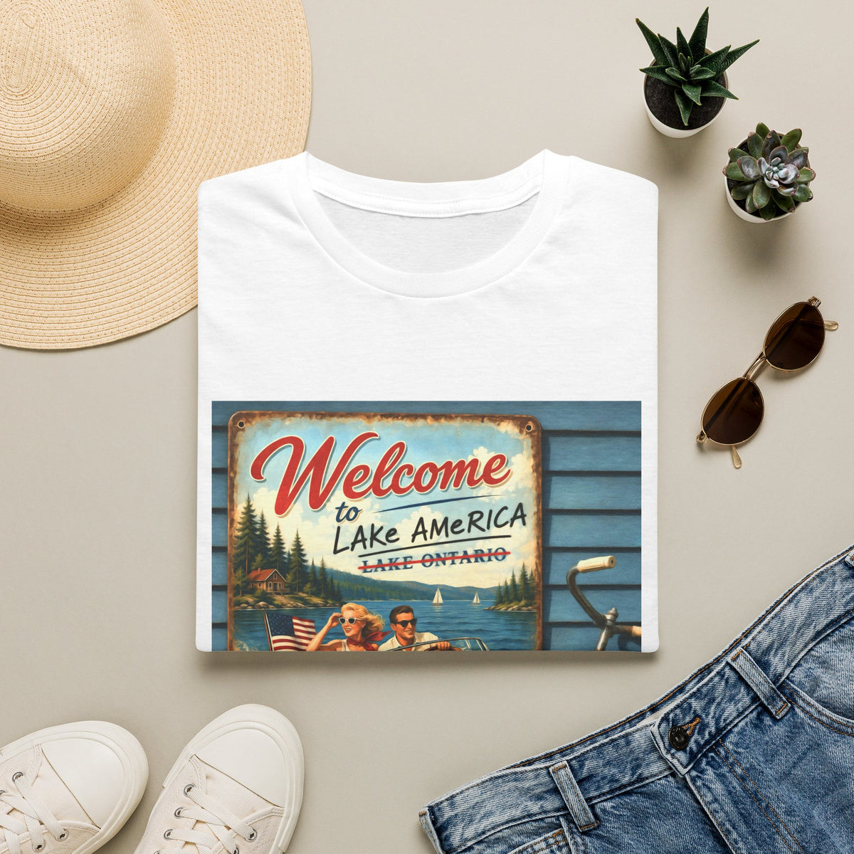 Lake America Welcome T-Shirt — Vintage Lake America Boating Vacation Tee