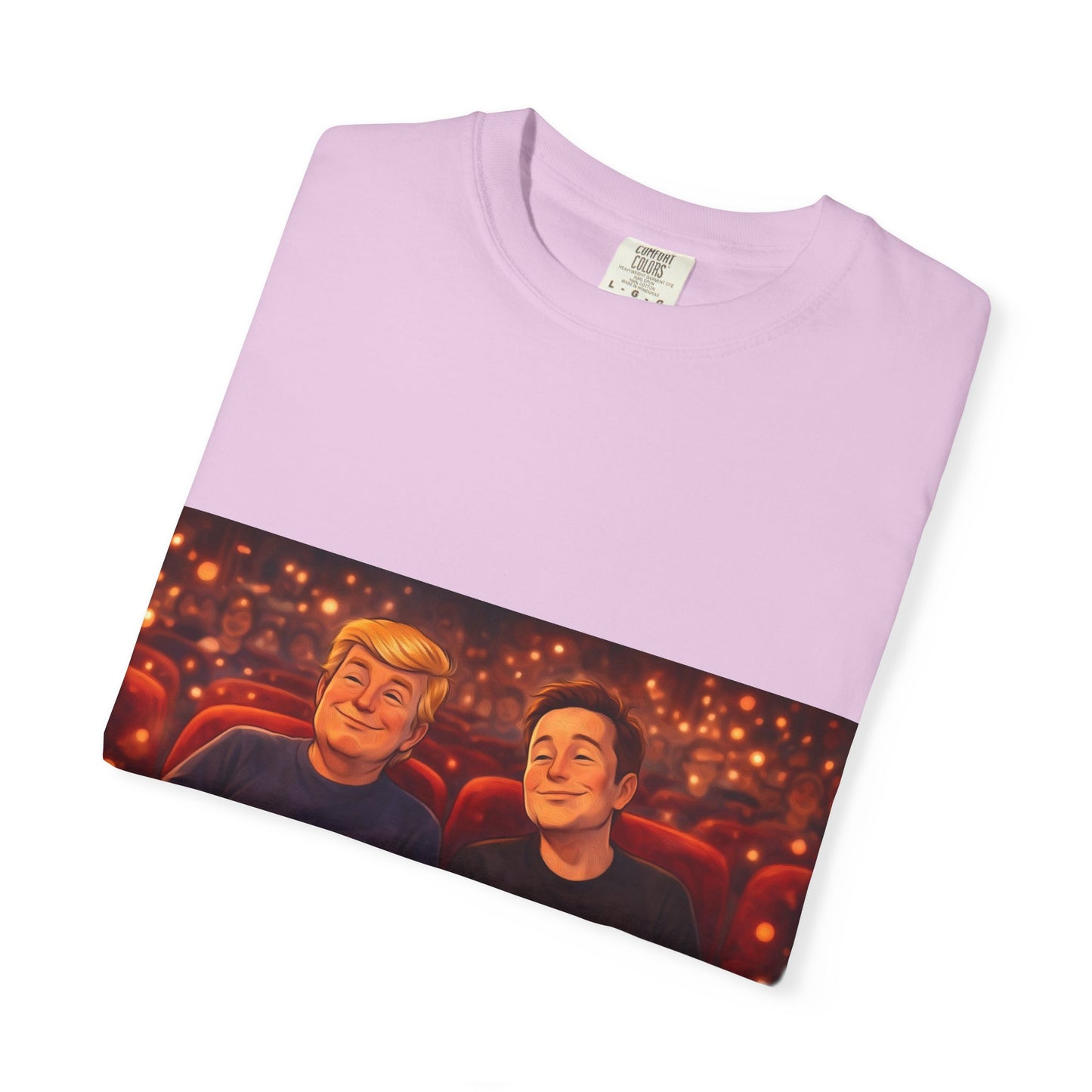 Trump & Elon—Movie Night Popcorn Tee — Cozy Cinematic Graphic T-Shirt