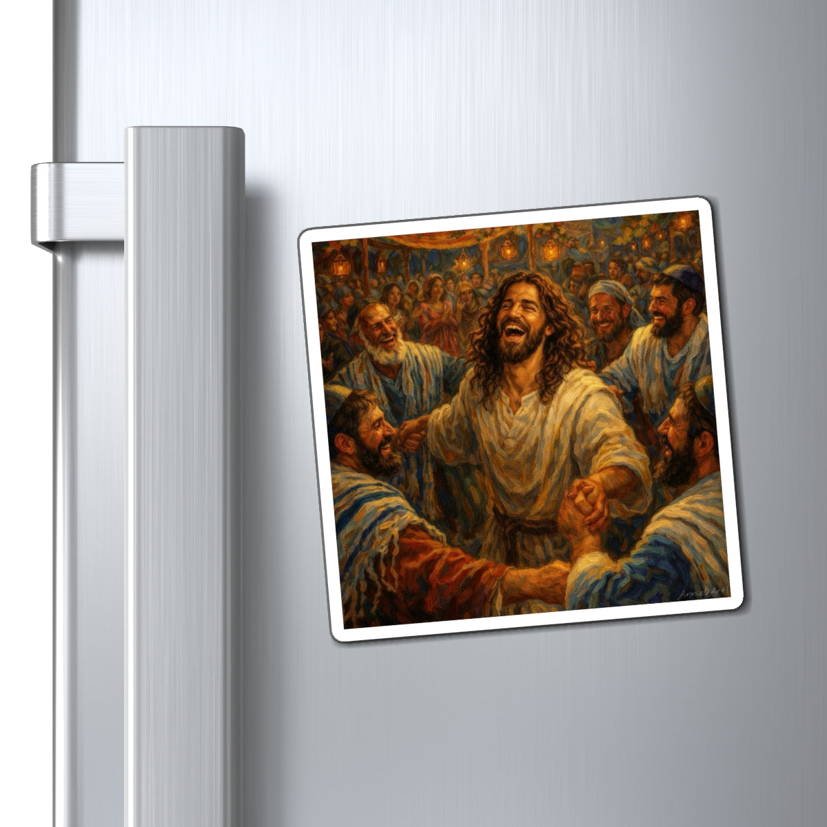 Jesus Dancing at Wedding Magnet —Kid Level Inspirational Refrigerator Magnet