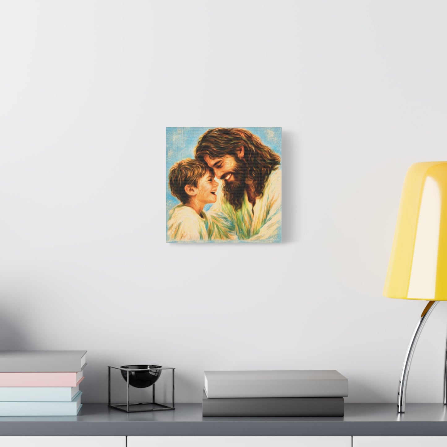 Smiling Jesus and Child Matte Canvas Wall Art