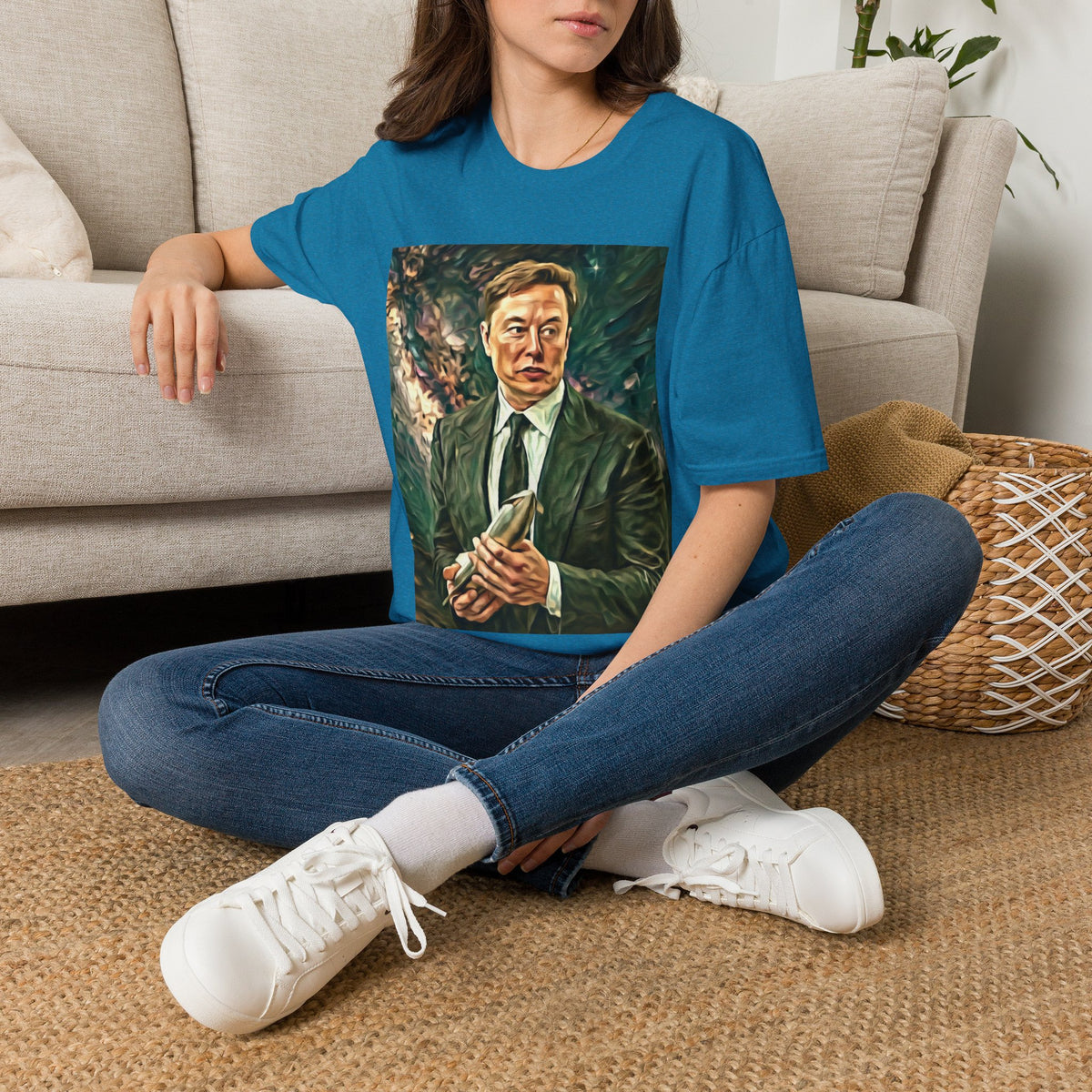 Elon Musk with Rocket— Graphic T-Shirt