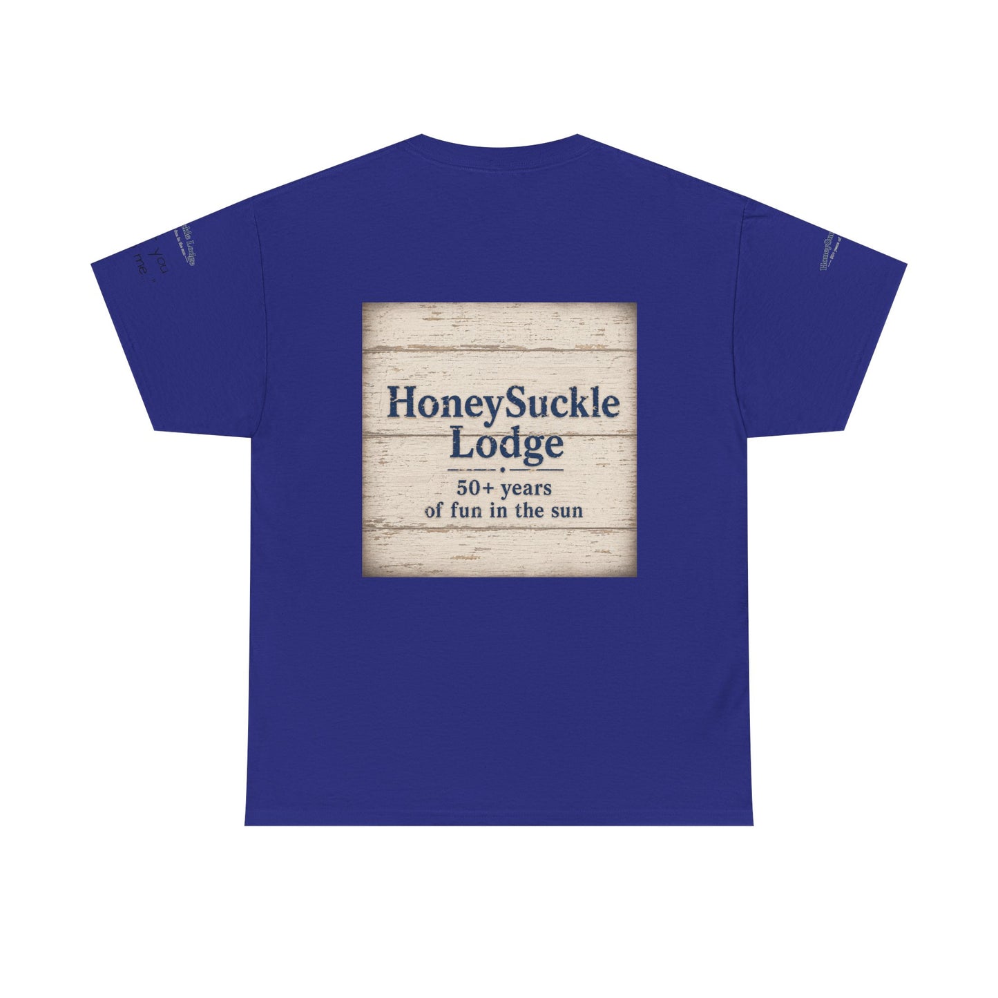 HoneySuckle Lodge Vintage Beach T-Shirt — "50+ years of fun in the sun" Retro Kids on Shore Design