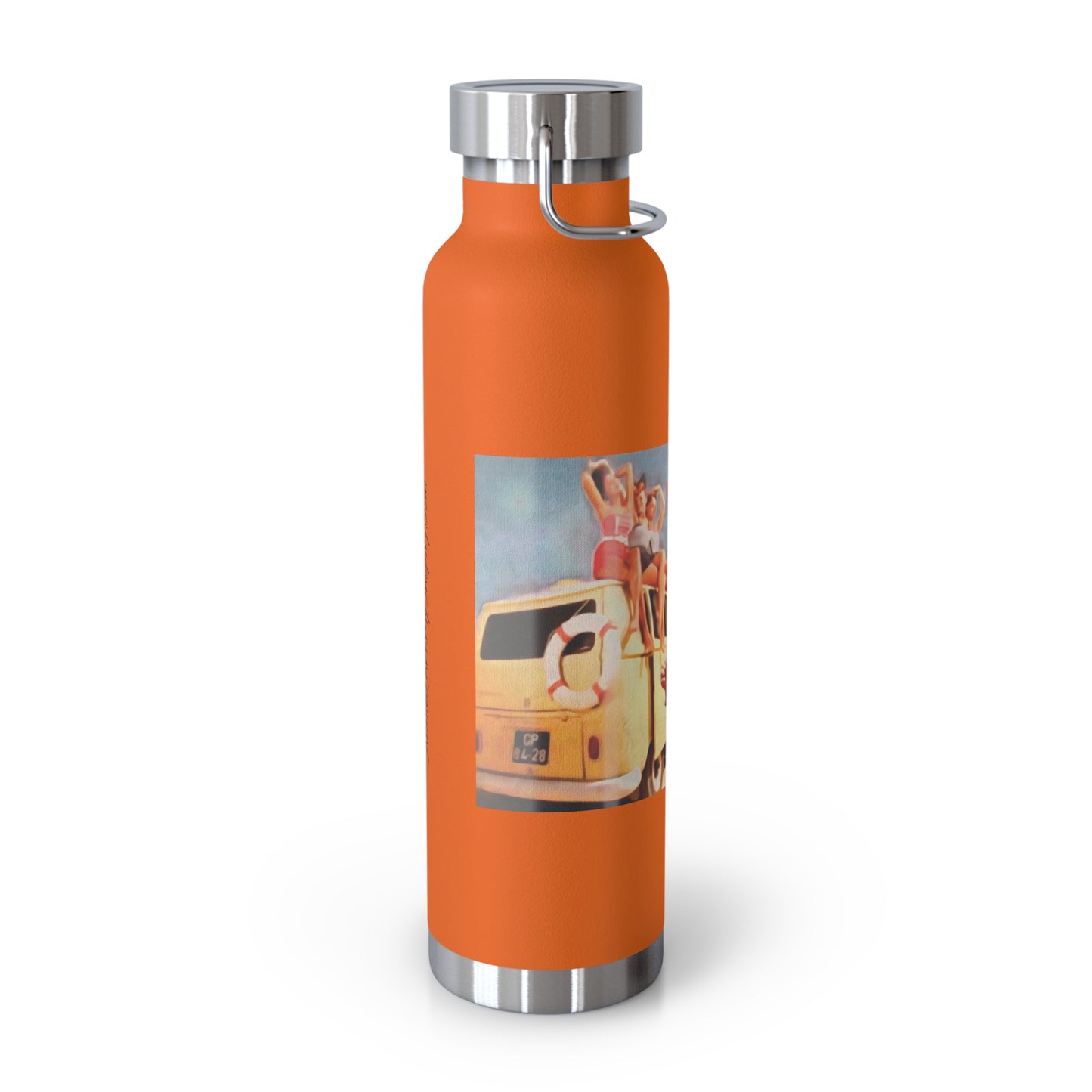 22oz Copper Insulated Bottle - Retro Beach Party Design