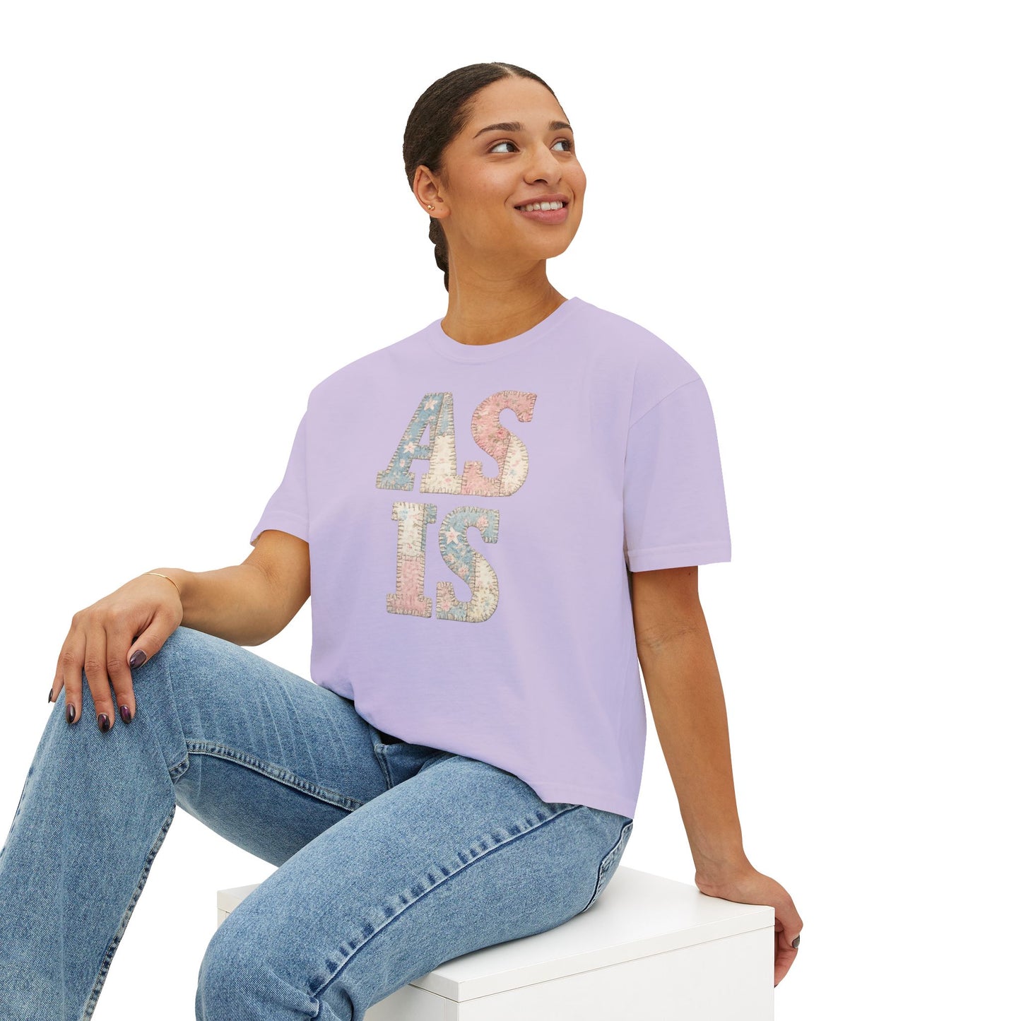 “AS IS” Quilt look Floral Boxy Tee — Women's Vintage Graphic Crop T-Shirt