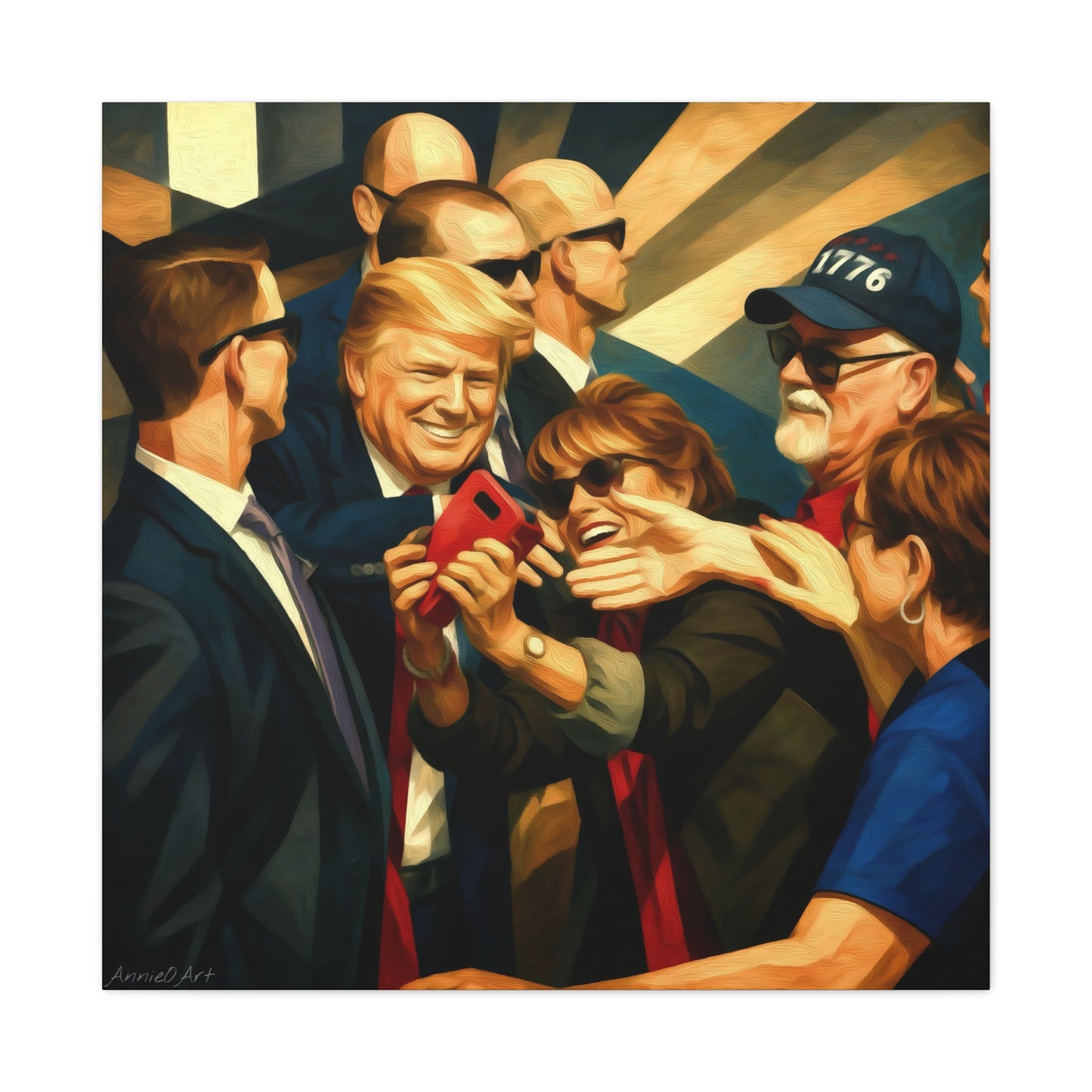 Trump Selfie with Supporters—Matte Canvas Art - Stretched 1.25"