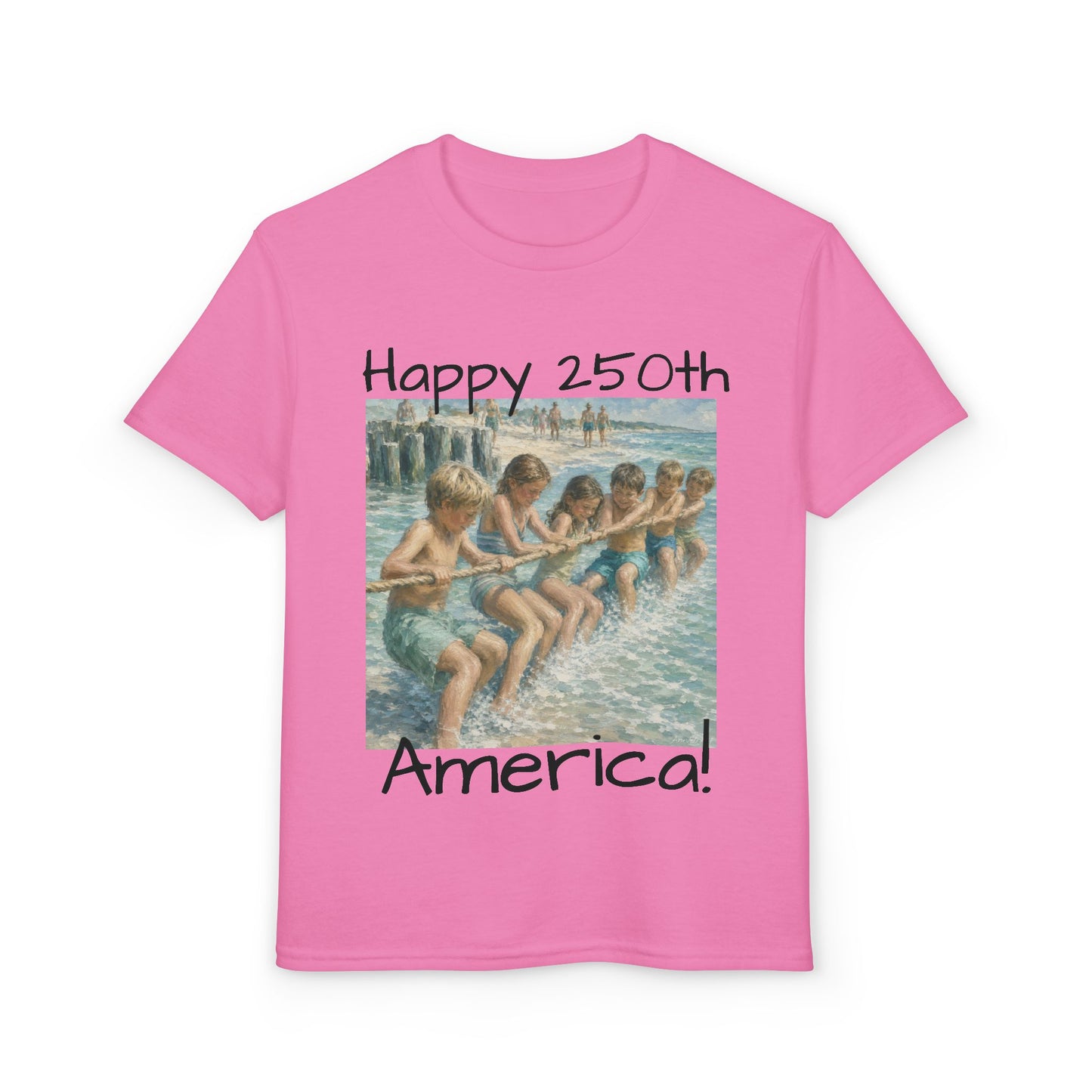 Youth Tee — "Happy 250th America!" Vintage Summer Beach Kids T‑Shirt