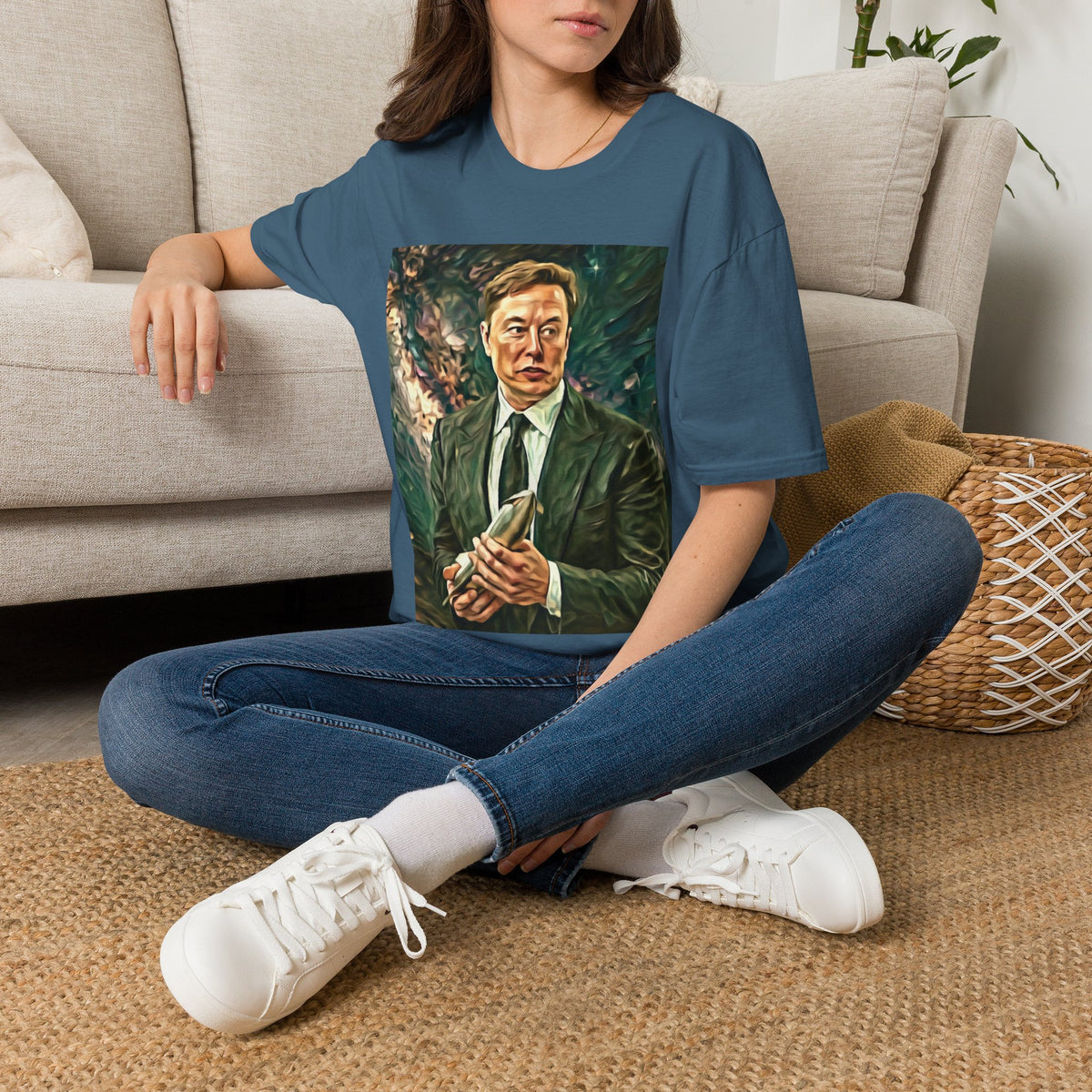 Elon Musk with Rocket— Graphic T-Shirt