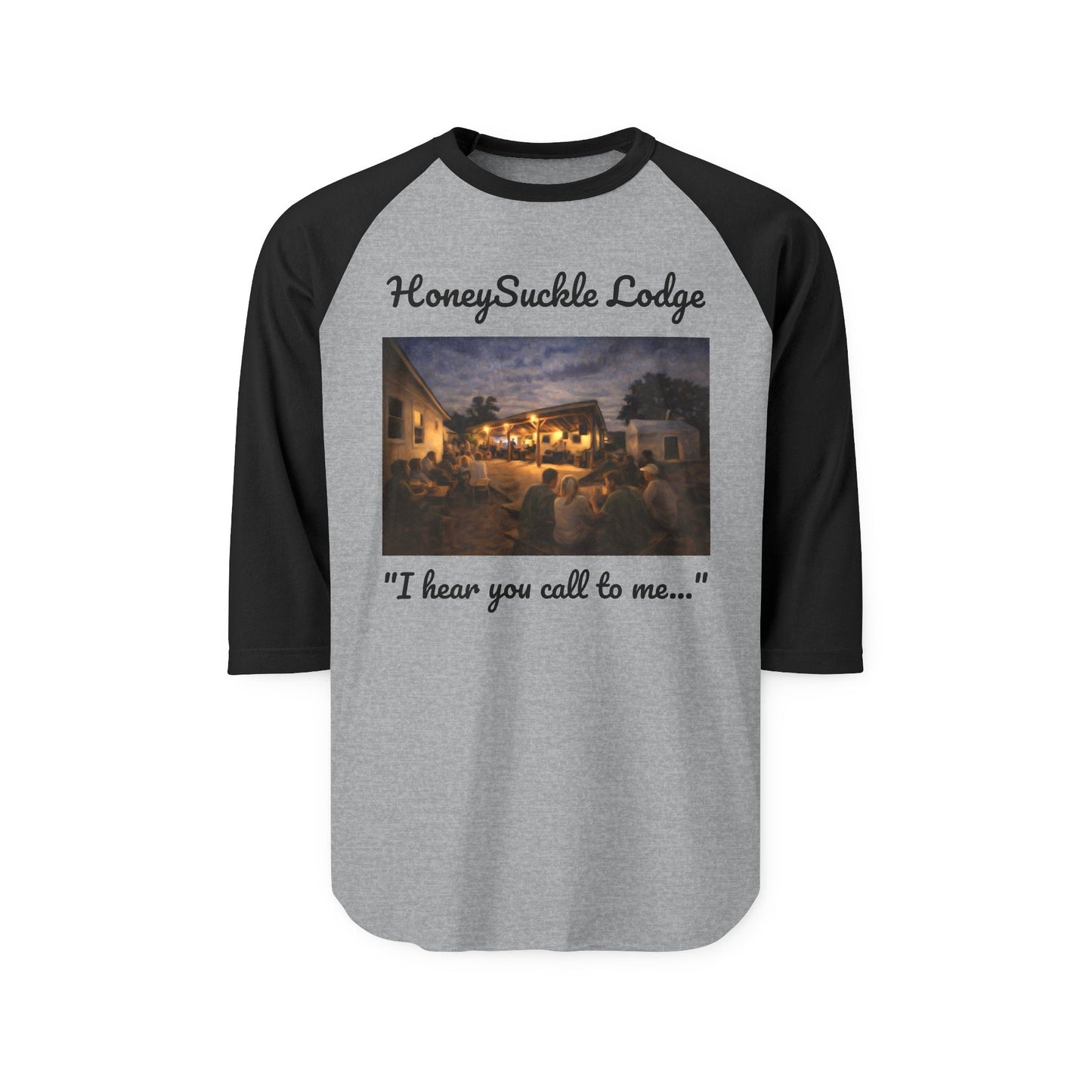HoneySuckle Lodge ‘I hear you call to me’ Vintage Raglan Tee