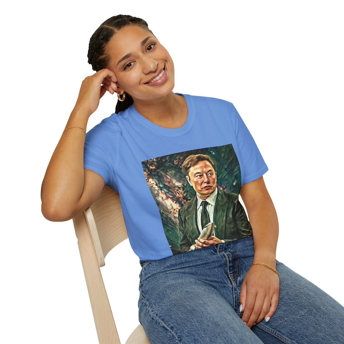 Elon Musk with Rocket— Graphic T-Shirt