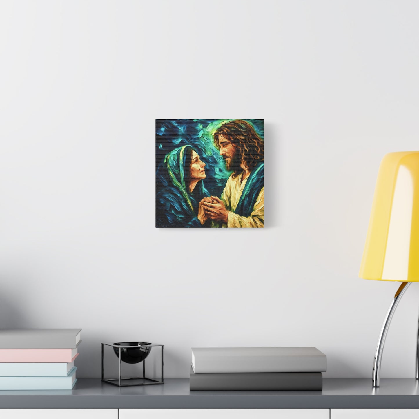 Jesus Comforting Mother Mary—Matte Canvas Wall Art