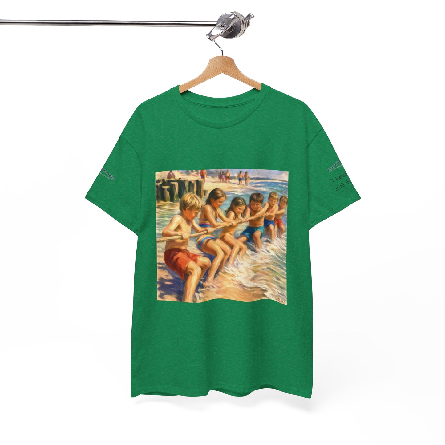HoneySuckle Lodge Vintage Beach T-Shirt — "50+ years of fun in the sun" Retro Kids on Shore Design