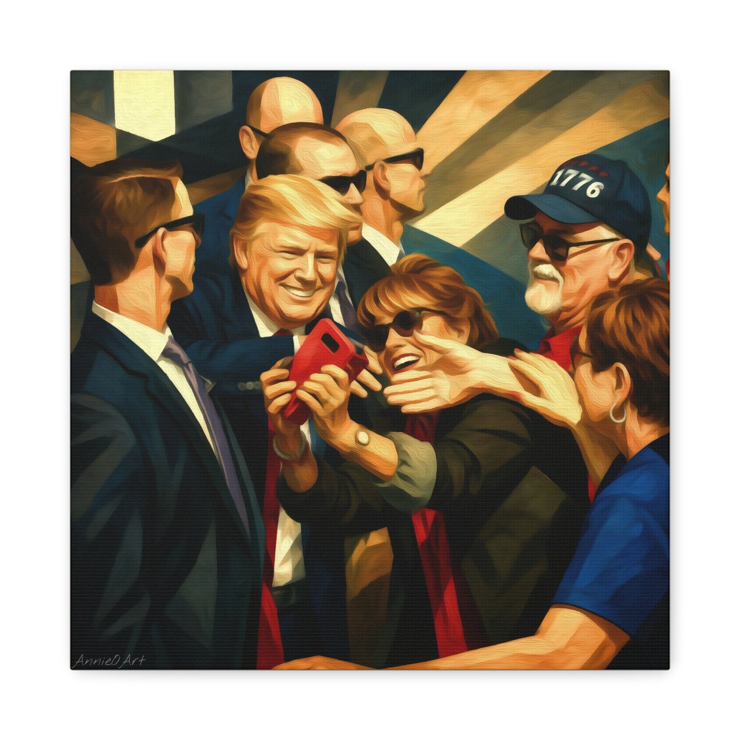 Trump Selfie with Supporters—Matte Canvas Art - Stretched 1.25"