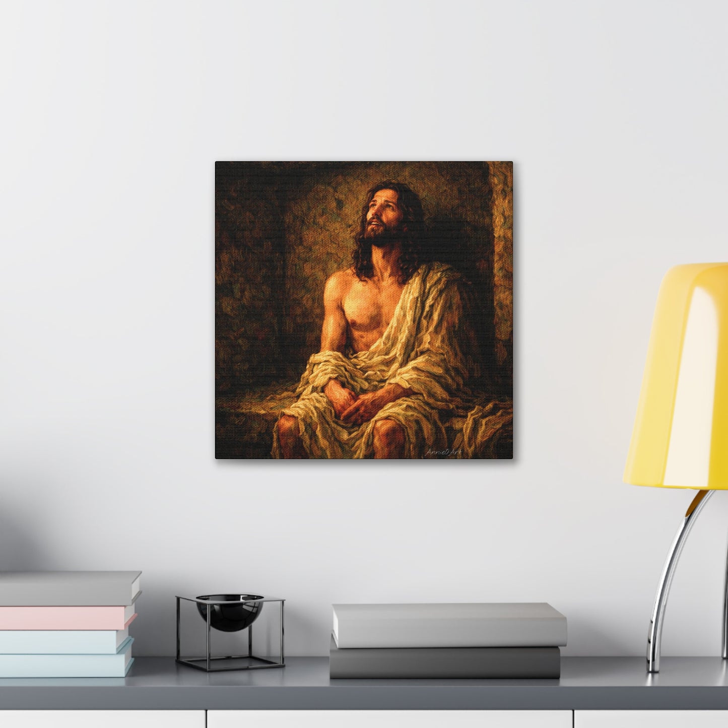 Jesus in Thanksgiving Prayer ‘Resurrection Day’ Canvas Stretched Wall Art — Religious Christian Home Decor