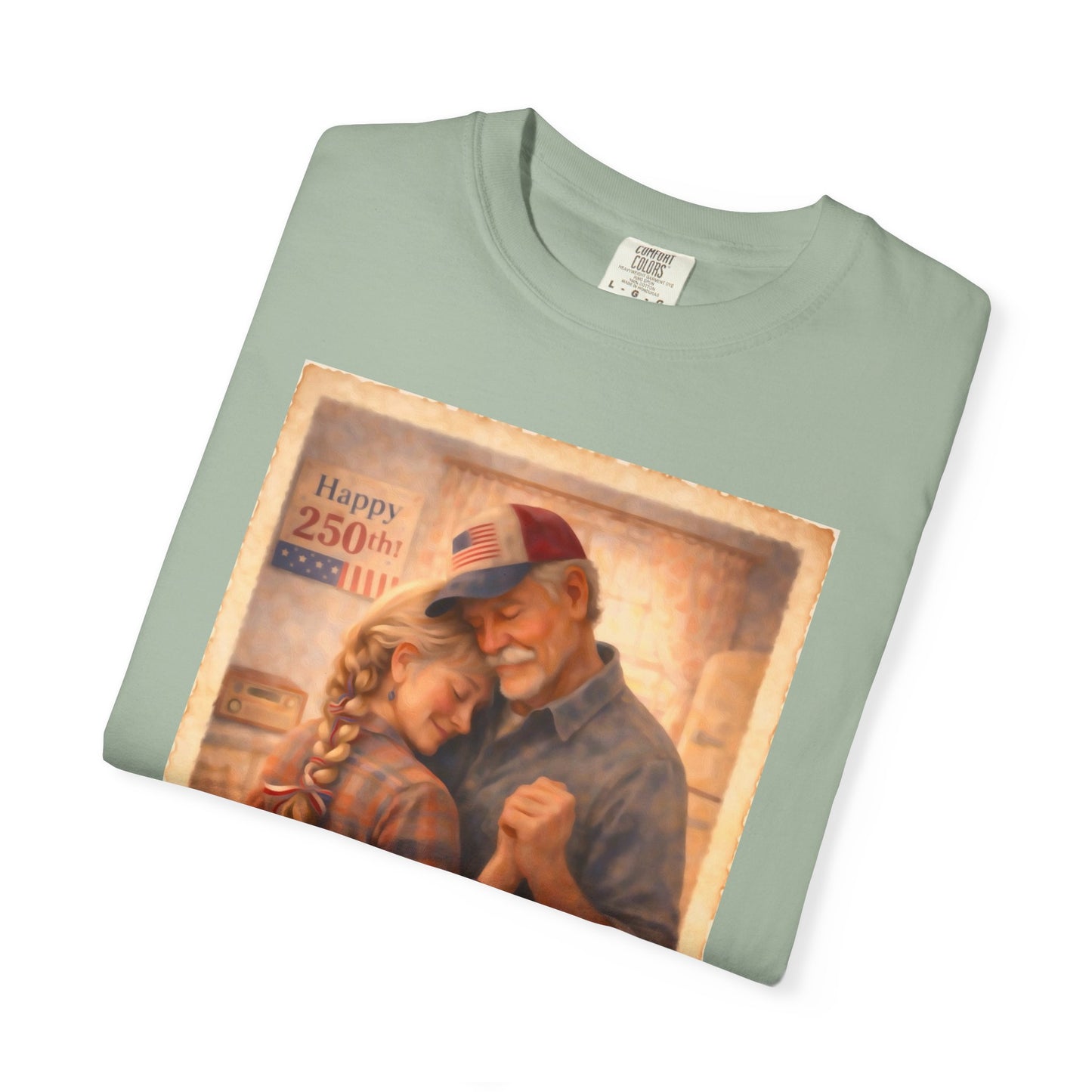 250th America Vintage Couples T-Shirt — Patriotic Romance Graphic Tee