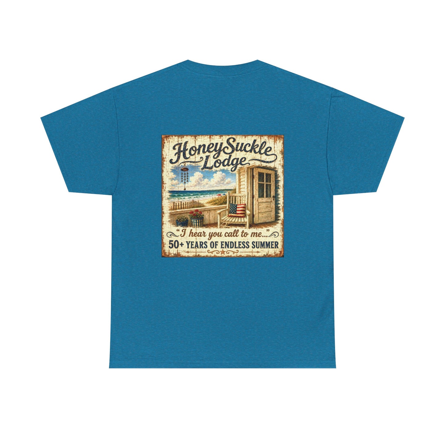 Vintage Beach T‑Shirt — 'Honeysuckle Lodge: 50+ Years of Endless Summer' Retro Seaside Tee