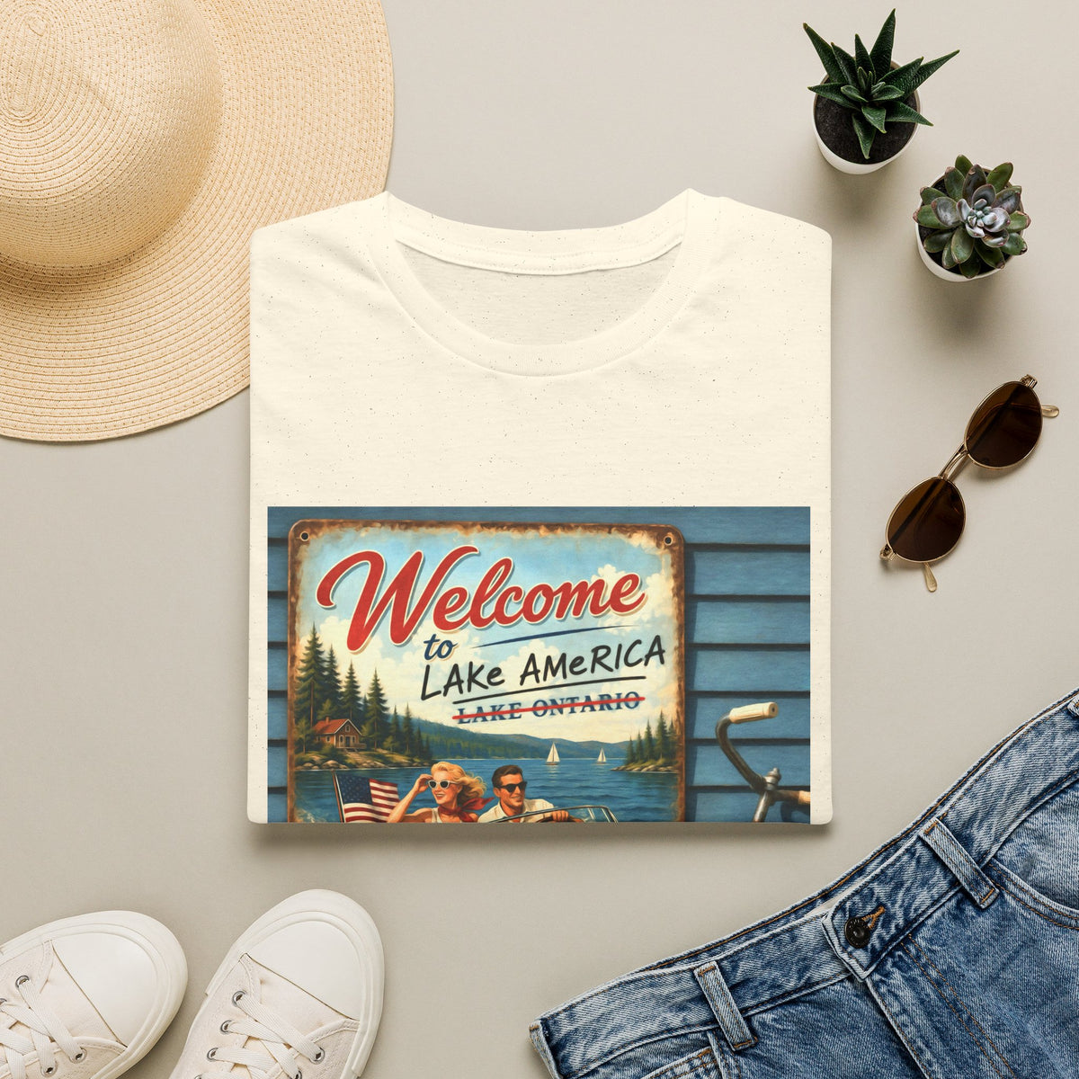 Lake America Welcome T-Shirt — Vintage Lake America Boating Vacation Tee