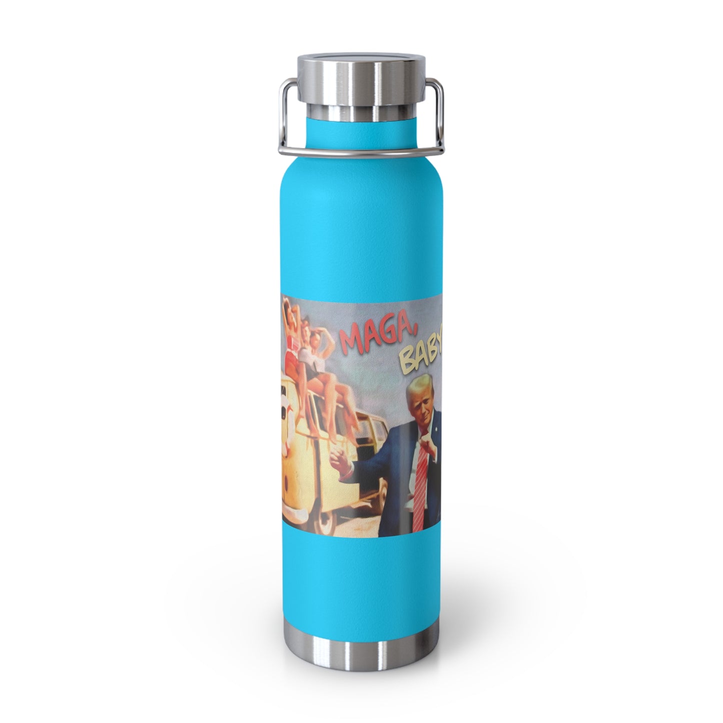 22oz Copper Insulated Bottle - Retro Beach Party Design