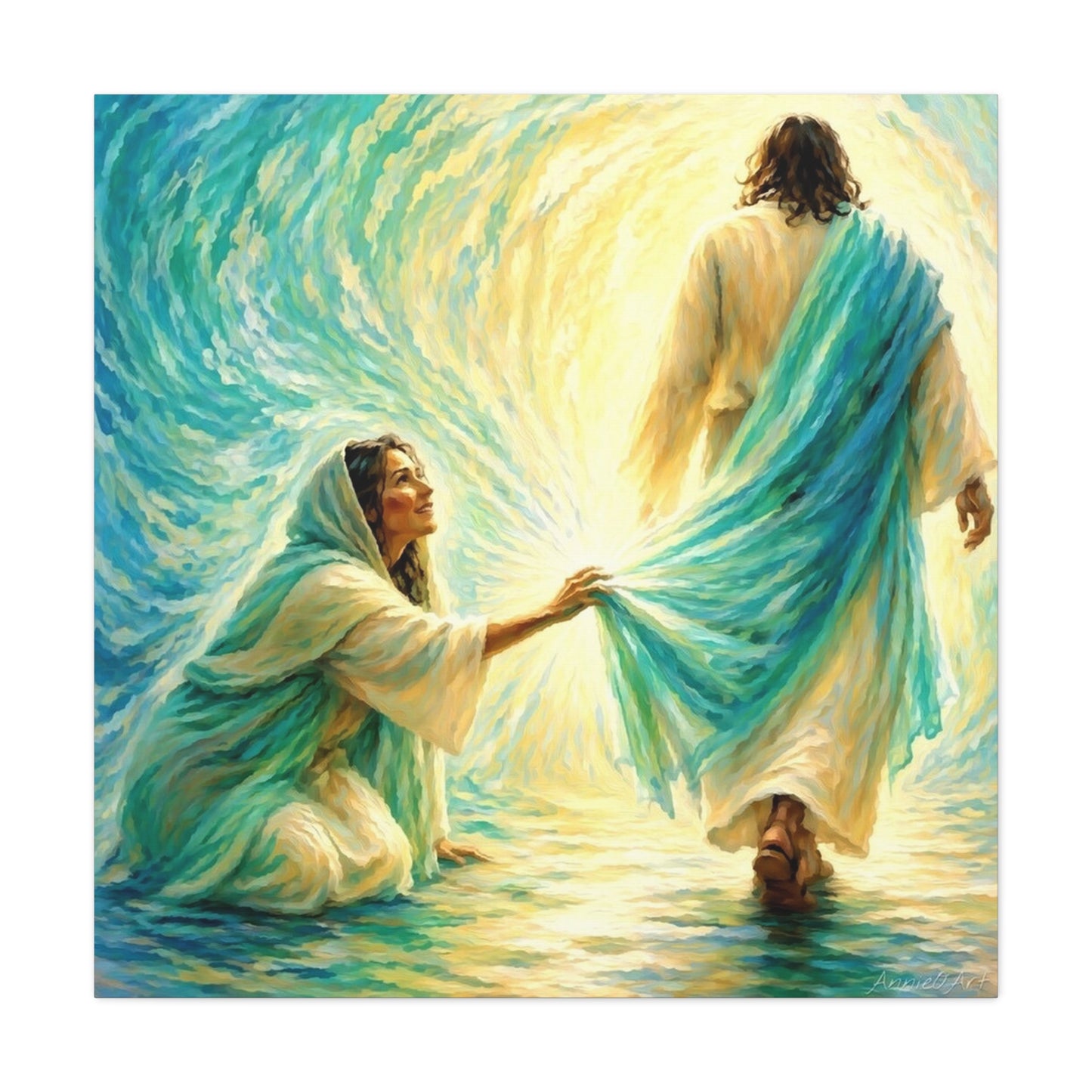 Jesus and the Woman Touching His Cloak - Inspirational Matte Canvas Wall Art