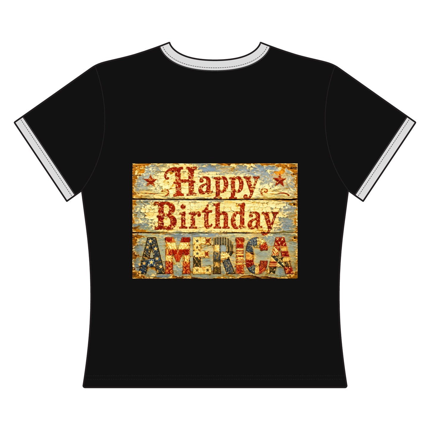 Happy Birthday America Ringer Tee — Patriotic 4th of July Women's Cropped  Shirt