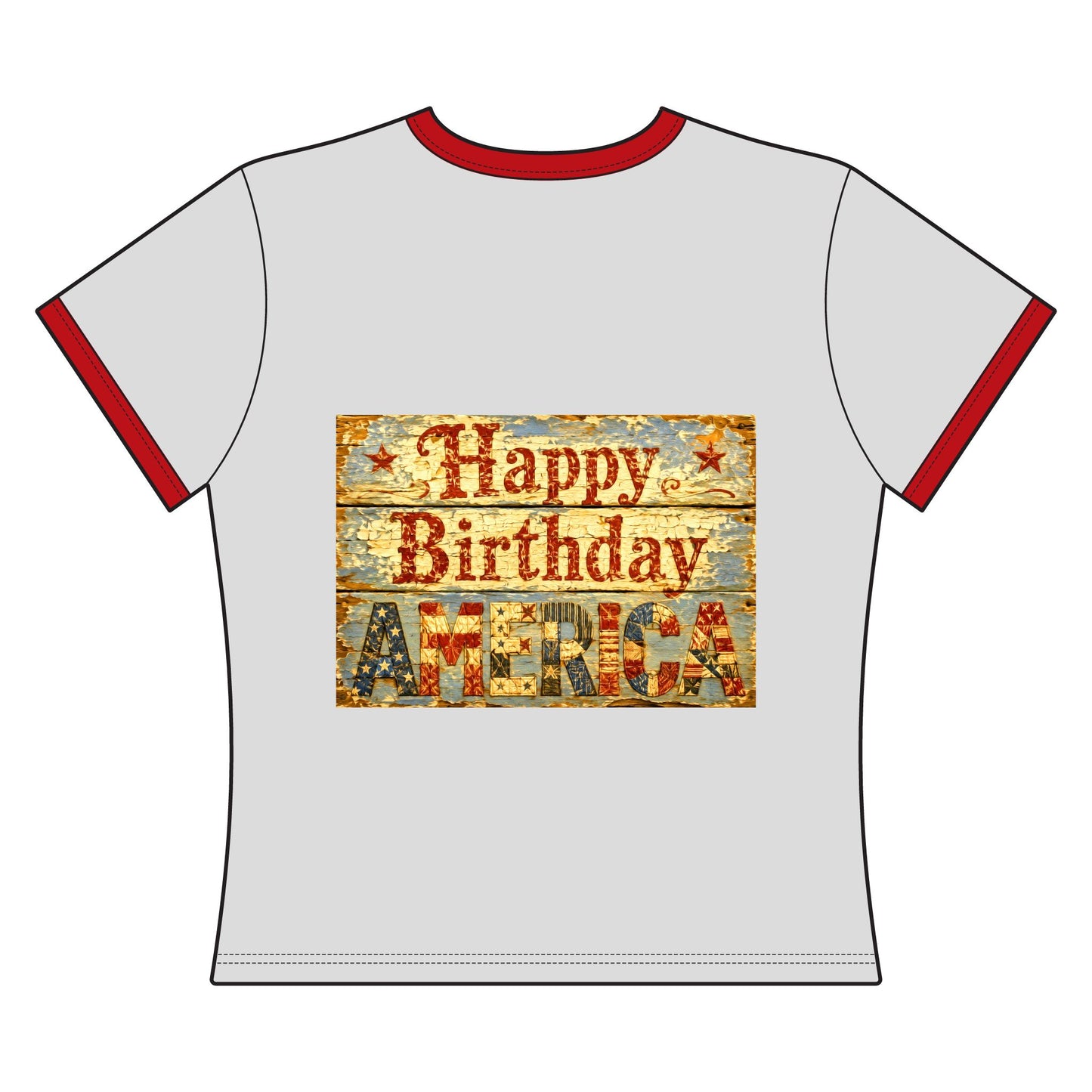Happy Birthday America Ringer Tee — Patriotic 4th of July Women's Cropped  Shirt