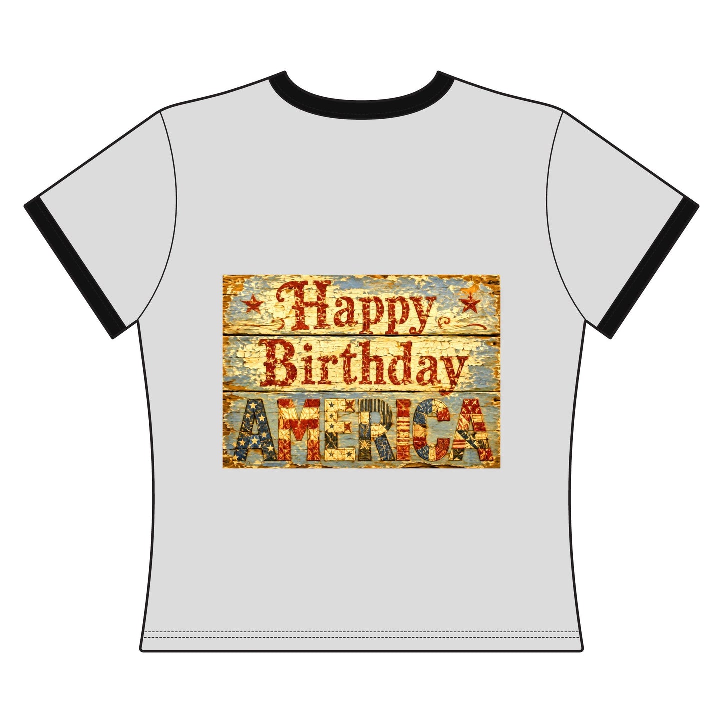 Happy Birthday America Ringer Tee — Patriotic 4th of July Women's Cropped  Shirt