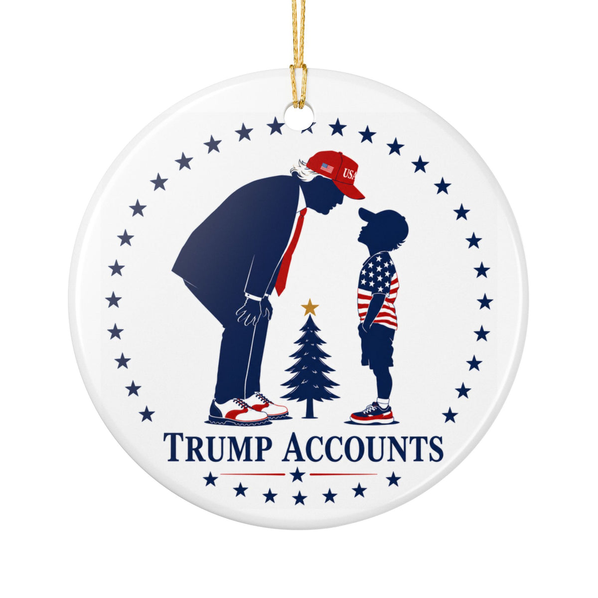 Trump Accounts Ceramic Ornament — Patriotic Holiday Decoration