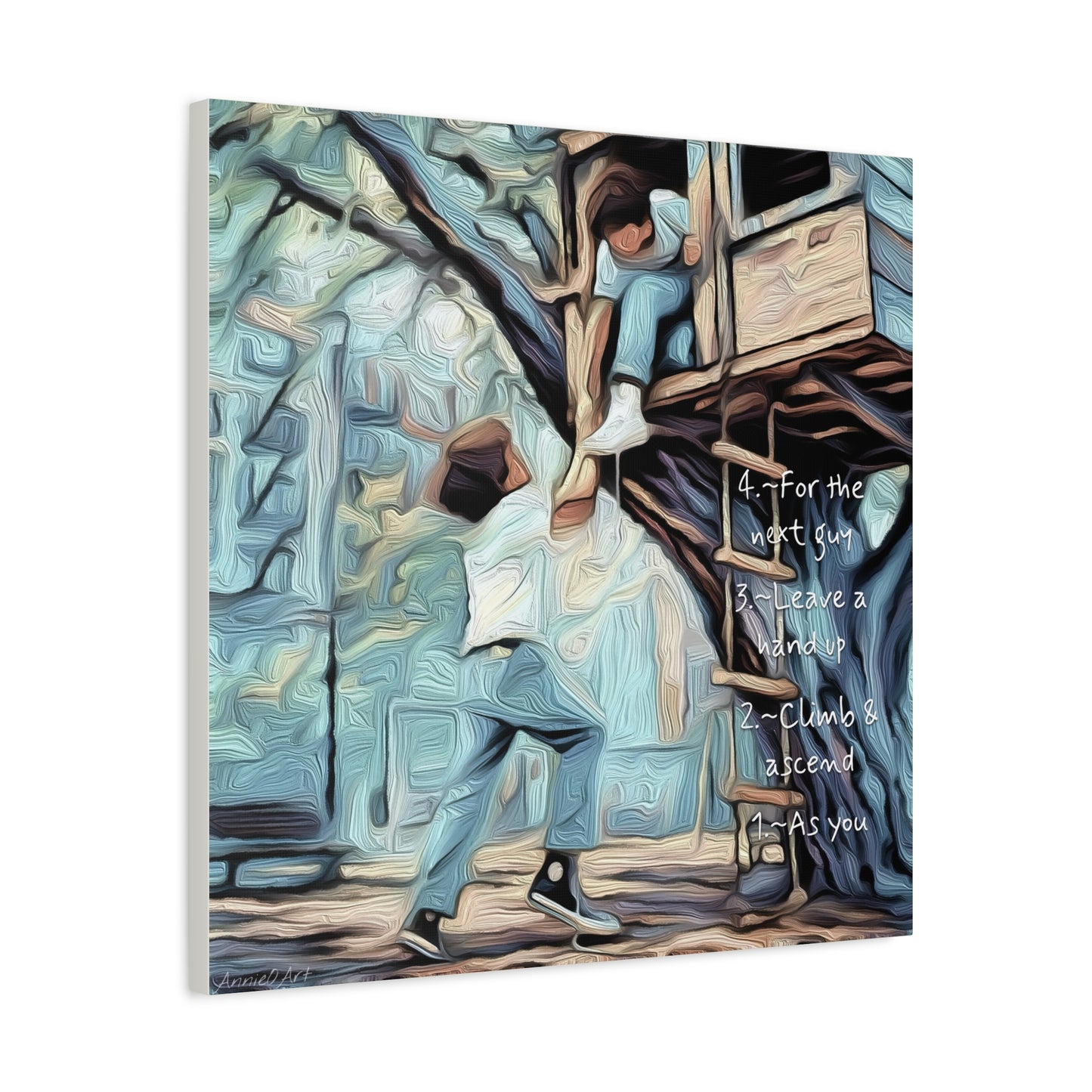 Treehouse Canvas Print — “As You Climb & Ascend, Leave a Hand Up for the Next Guy”—Inspirational Wall Art