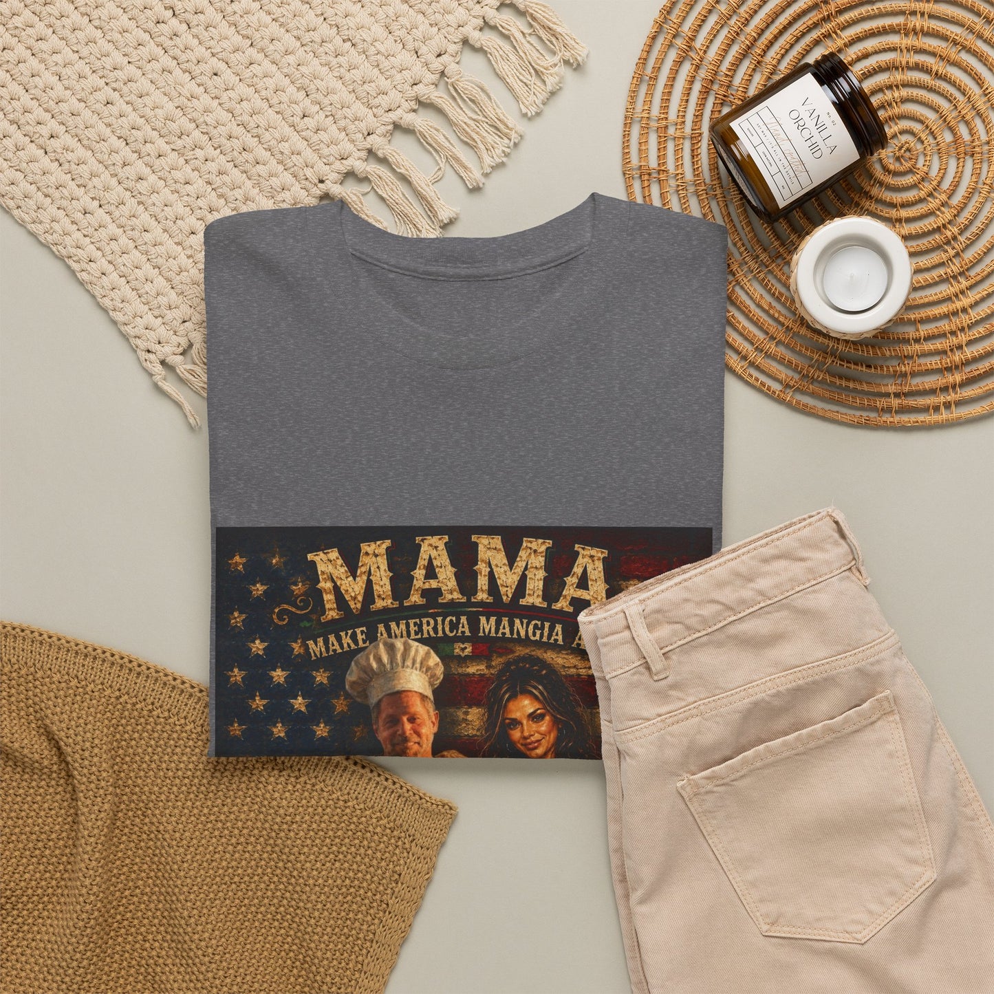 CUSTOM for MANDY—Mama Pizza Team T-Shirt — Retro American Flag Pizza Chef Graphic Tee